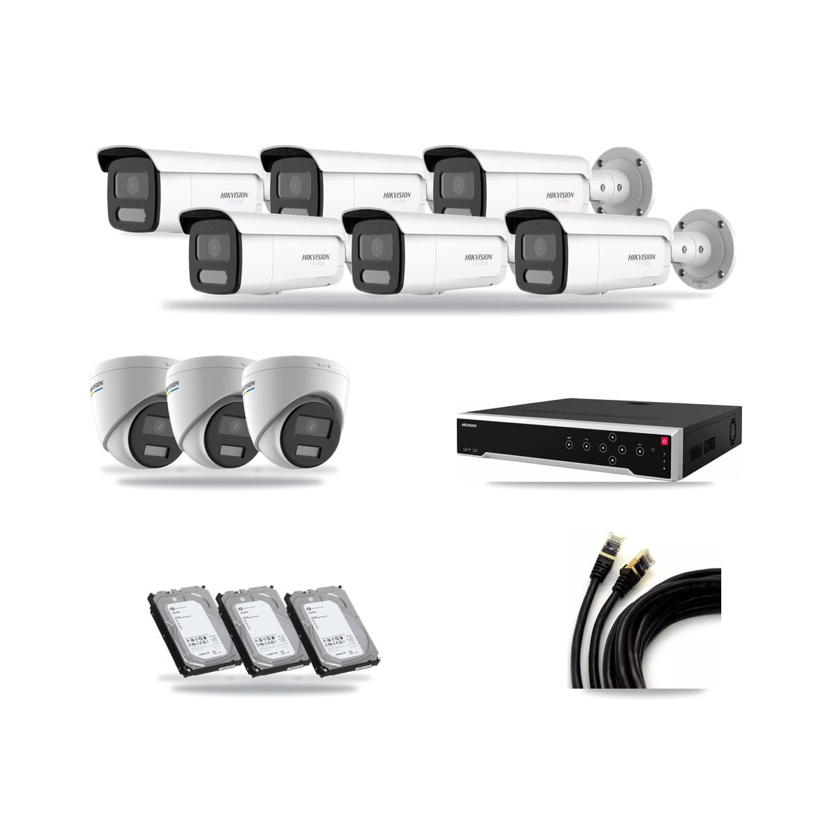Hikvision 32-Channel 2MP – 4K CCTV Kit — 3 2MP Turret + 6 4K Bullet Cameras + 3× 6TB Recording - Image 1