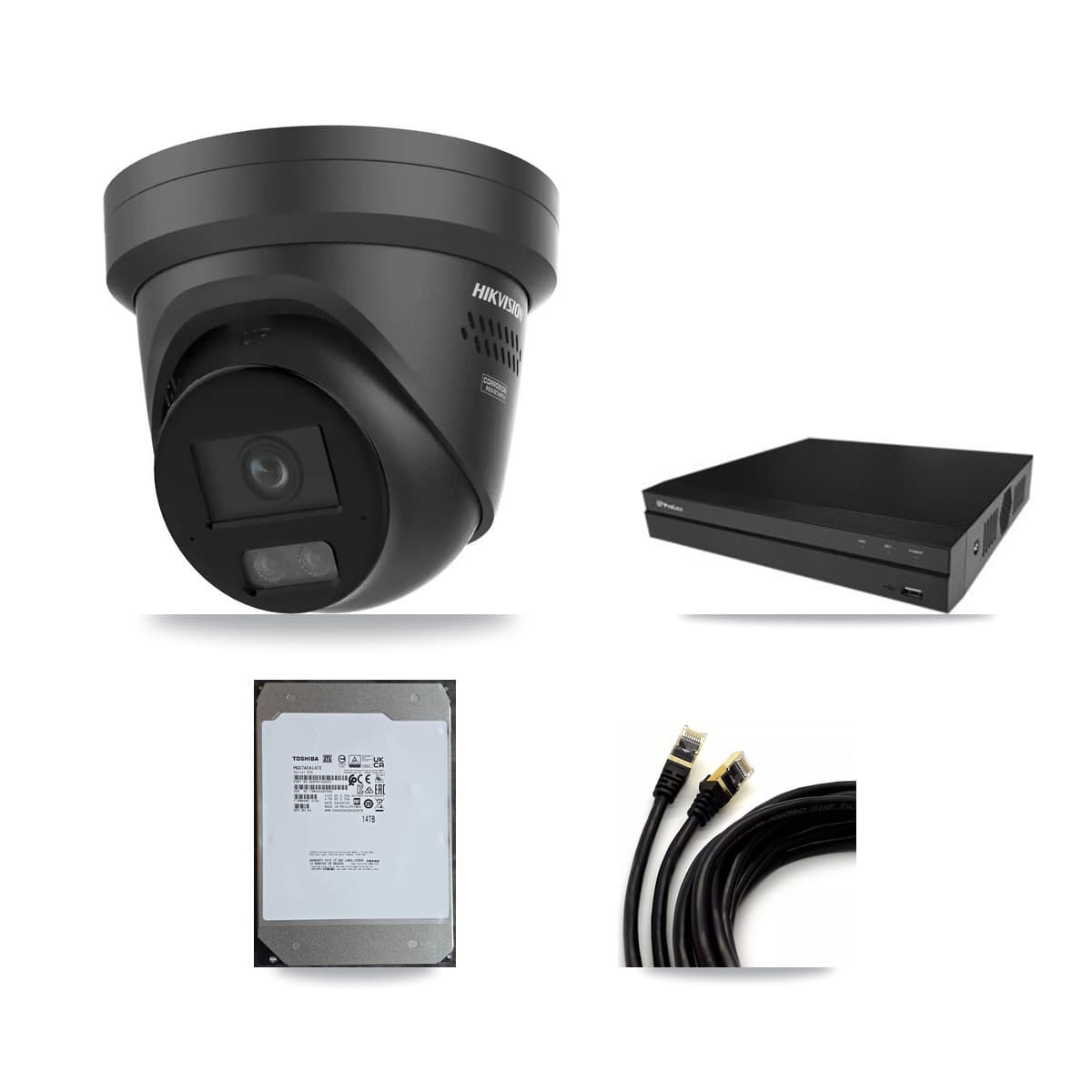 Hikvision & Prolux 16-Channel 4K CCTV Kit — 16 Black Turret Cameras + 14TB Recording