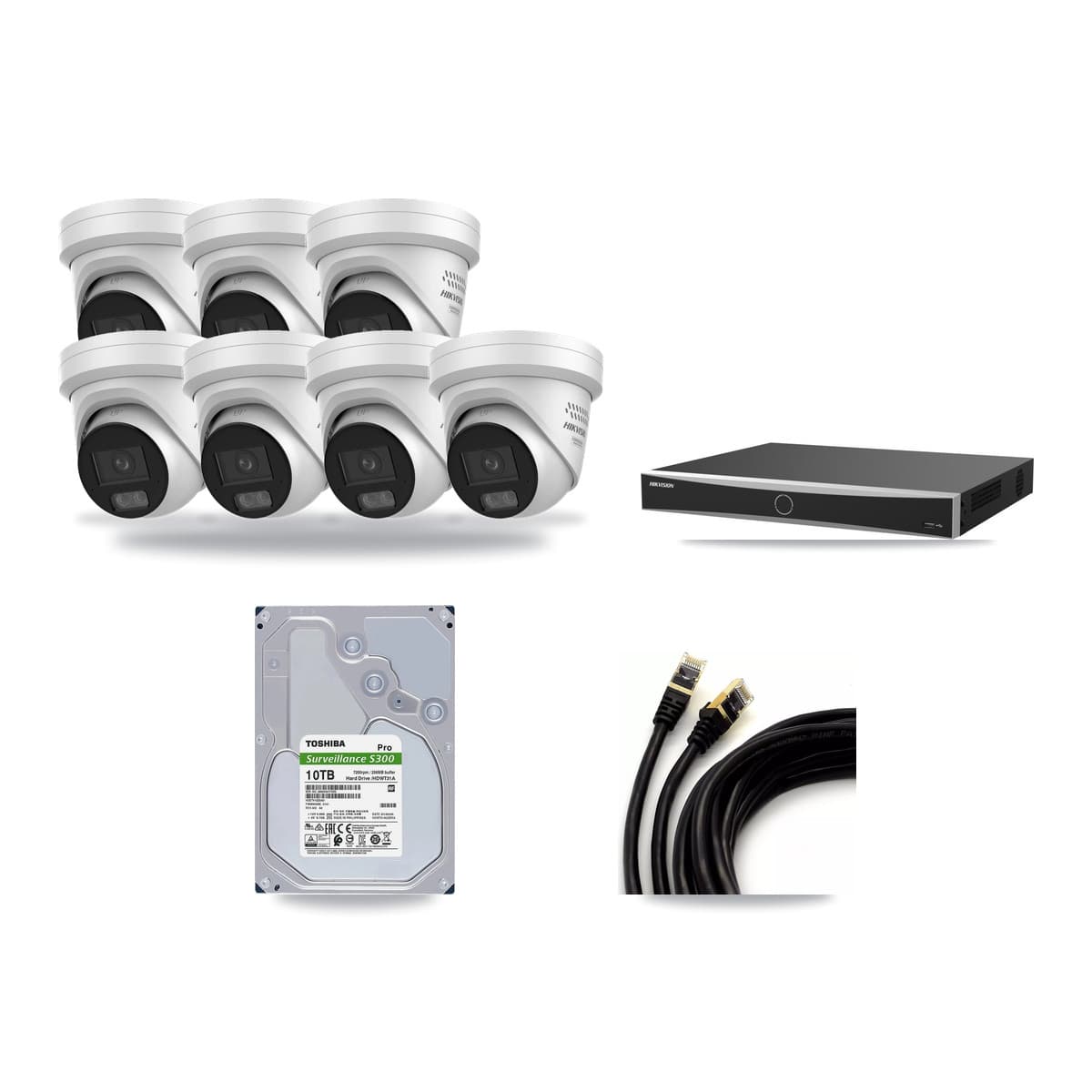 Hikvision 16-Channel 4MP CCTV Kit — 7 DS-2CD2347G3 Turret Cameras + 10TB Recording (DS-7616NXI Recorder) - Image 1