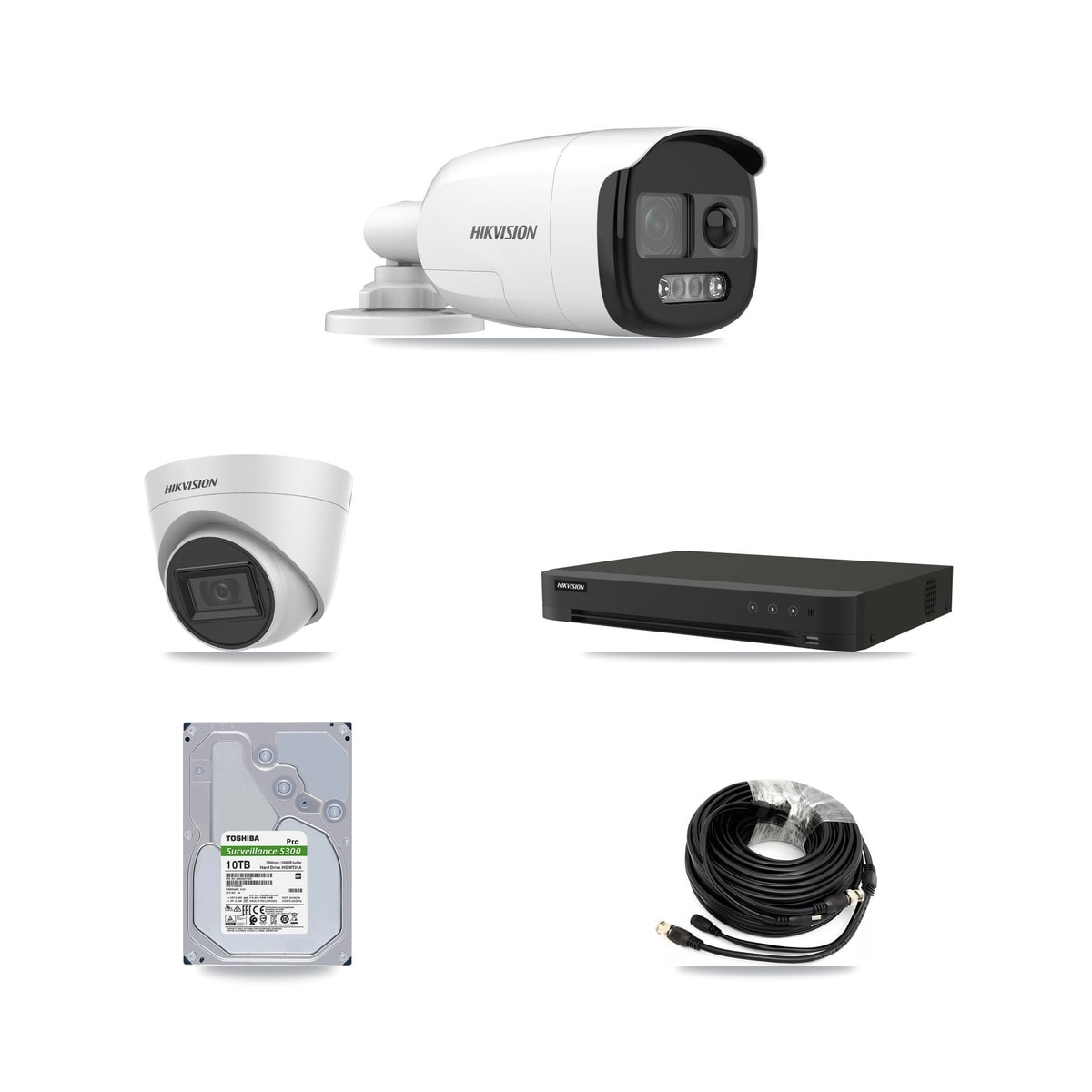 Hikvision 16-Channel 5MP CCTV Kit — 6 Bullet + 2 White Turret Cameras + 10TB Recording - Image 1