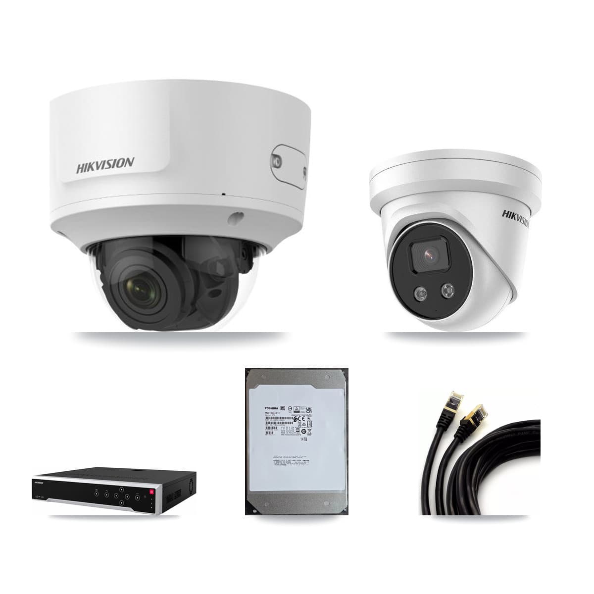 Hikvision 32-Channel 2MP – 5MP CCTV Kit — 12 2MP Dome + 5 5MP Turret Cameras + 14TB Recording