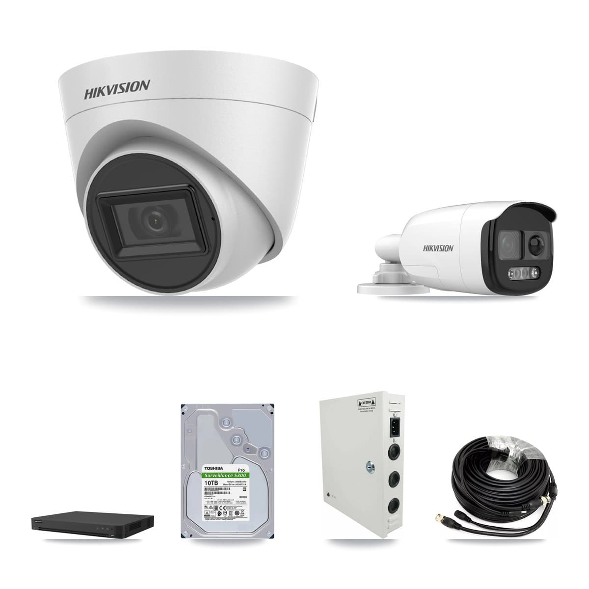 Hikvision 32-Channel 5MP CCTV Kit — 1 Bullet + 31 White Turret Cameras + 10TB Recording