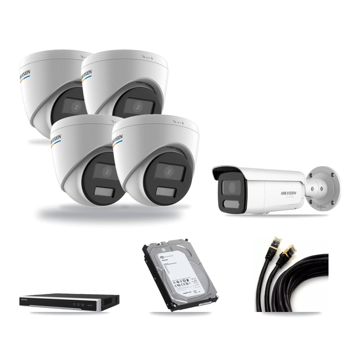 Hikvision 8-Channel 2MP – 4K CCTV Kit — 4 2MP Turret + 1 4K Bullet Cameras + 6TB Recording - Image 1