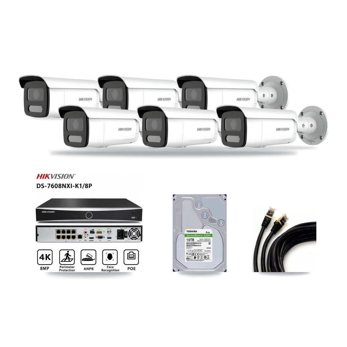 Hikvision 8-Channel 4MP – 4K CCTV Kit — 4 4MP + 2 4K Bullet Cameras + 10TB Recording - Image 1