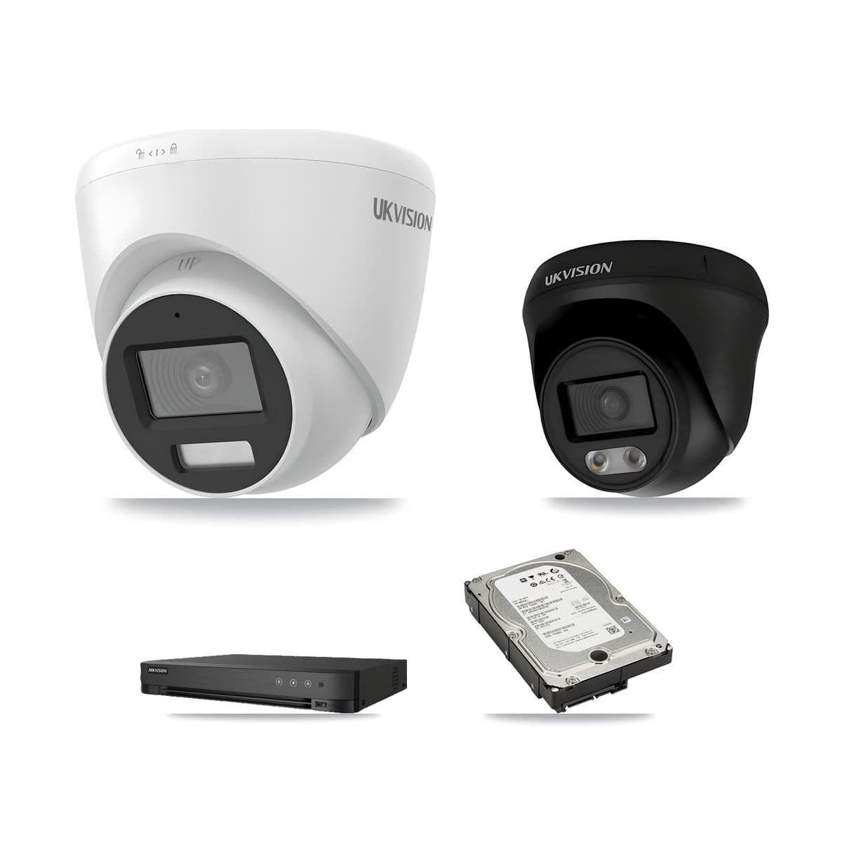 Hikvision 8-Channel 4K CCTV Kit — 3 UKVISION Cameras + 10TB Recording (IDS-7208HUHI Recorder)