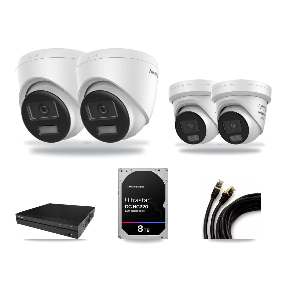Hikvision & Prolux 8-Channel 4MP – 4K CCTV Kit — 2 4K + 2 4MP Turret Cameras + 8TB Recording - Image 1