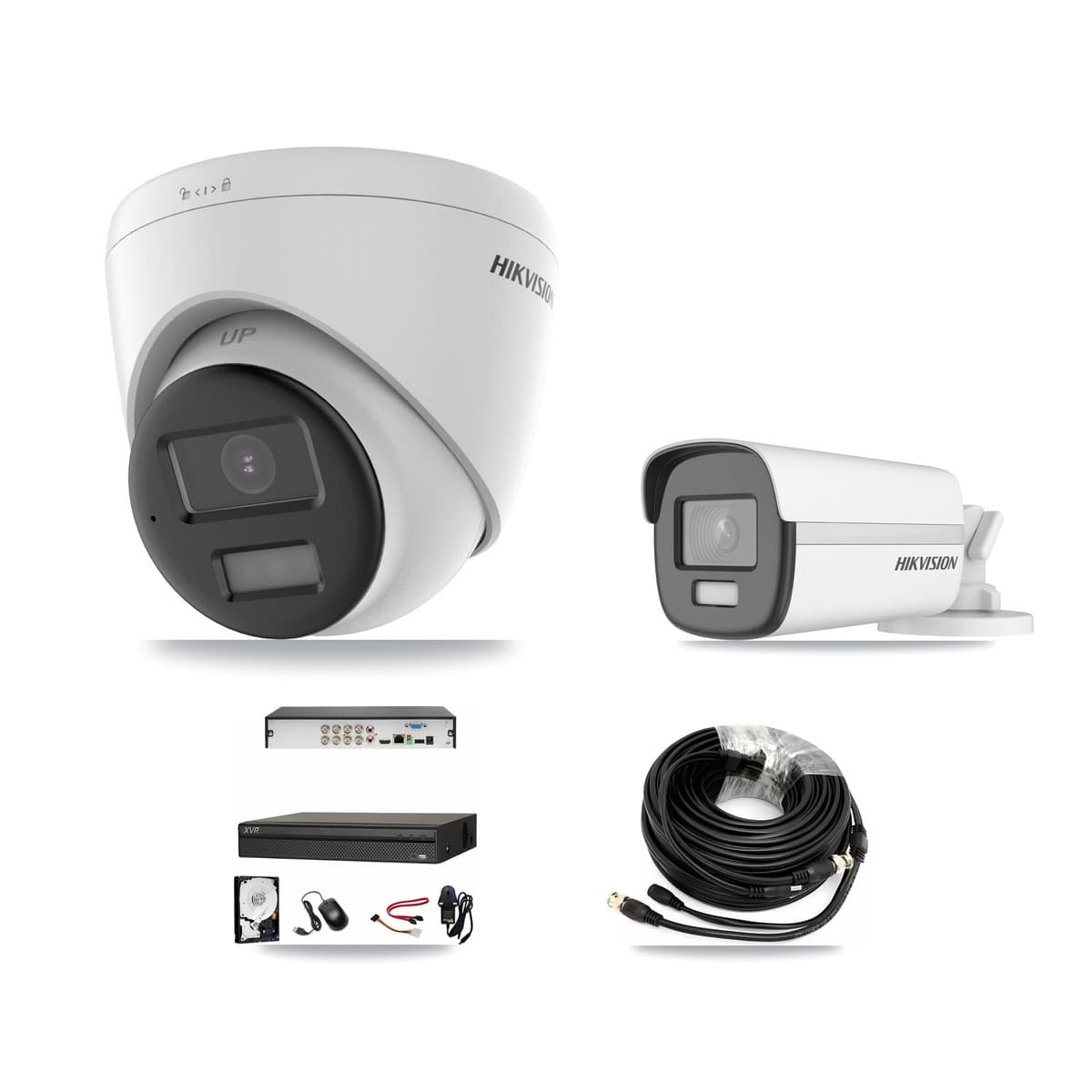 Hikvision & Dahua 8-Channel 4K CCTV Kit — 1 Bullet + 2 Turret Cameras + 8TB Recording (XVR-3108AD Recorder) - Image 1