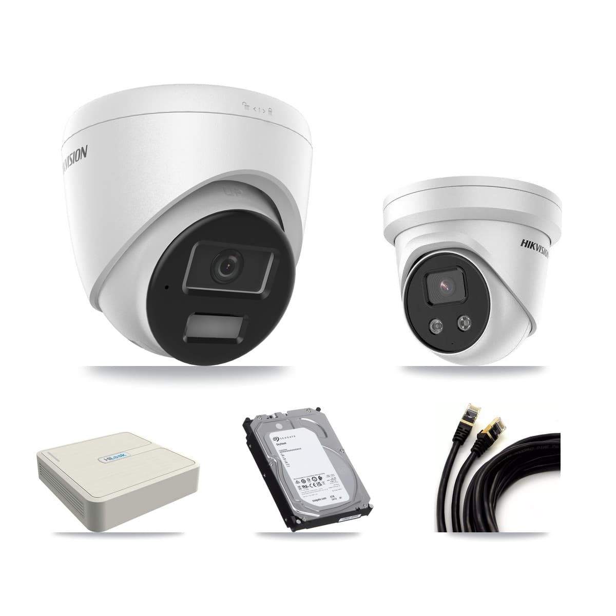 Hikvision & HiLook 8-Channel 4MP – 5MP CCTV Kit — 2 4MP + 2 5MP Turret Cameras + 6TB Recording