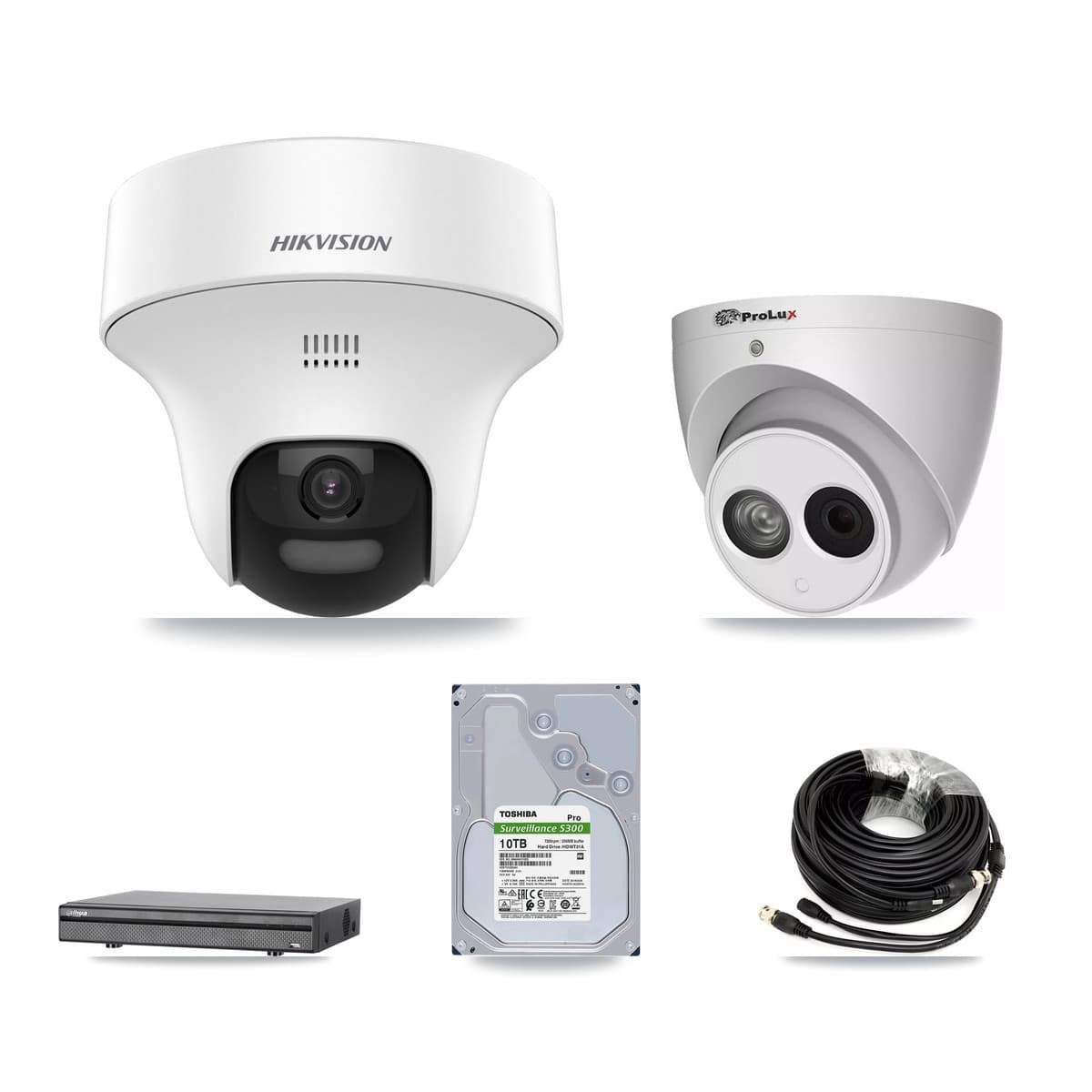 8-Channel 4MP – 5MP CCTV Kit — 7 DS-2CE70K0T 5MP + 1 PXC-612C4W-A 4MP Turret Cameras + 10TB Recording (DH-XVR5108H Recorder)