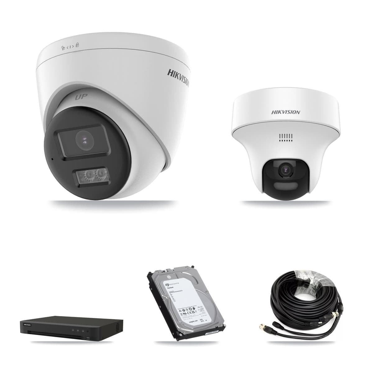 Hikvision 16-Channel 5MP CCTV Kit — 2 DS-2CE70K0T-PTLTS + 6 DS-2CE78K0T-LTS Turret Cameras + 6TB Recording (IDS-7216HQHI-M1/XT Recorder)