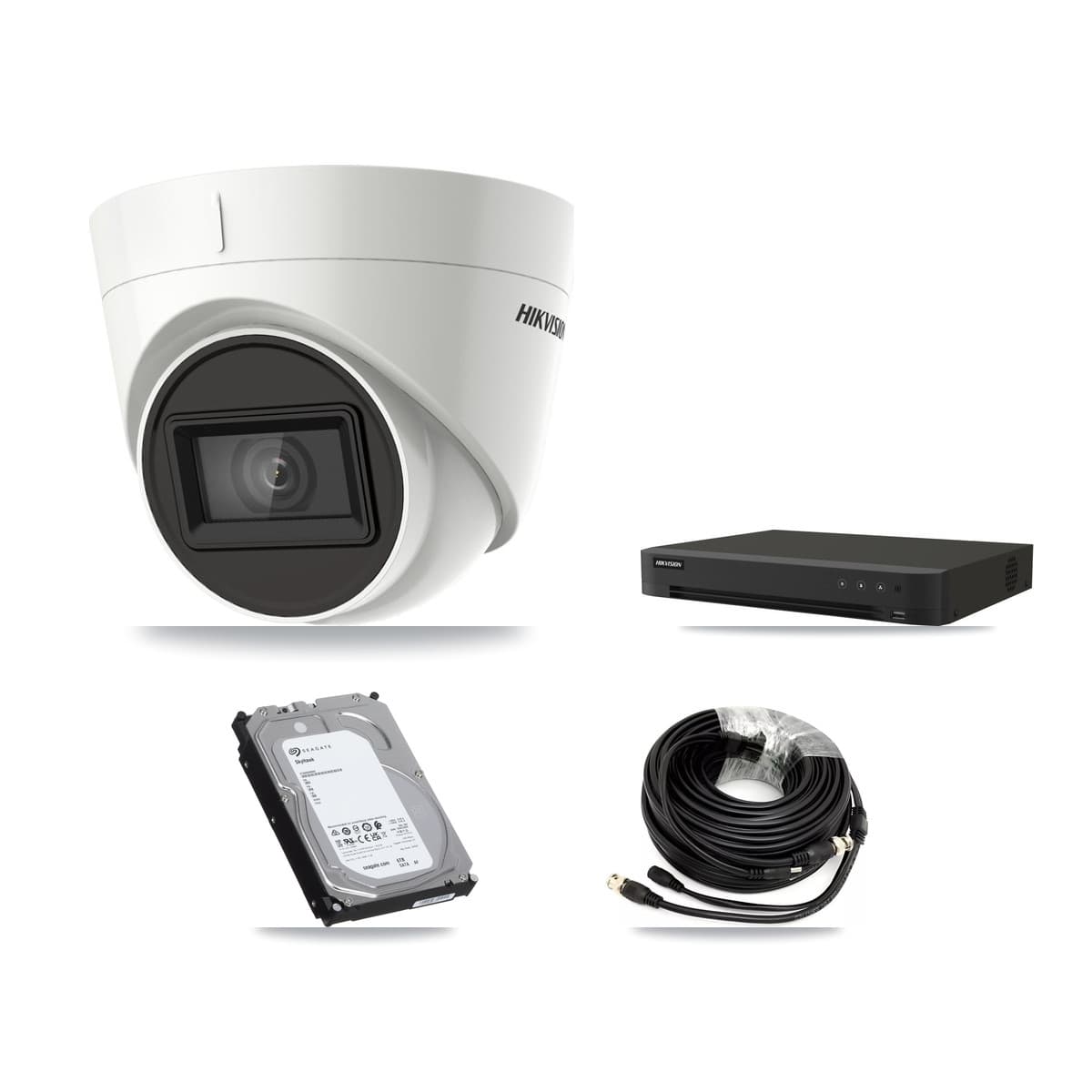 Hikvision 8-Channel 4K CCTV Kit — 4 DS-2CE78U1T-IT3F Turret Cameras + 6TB Recording (IDS-7208HUHI-M1/XT Recorder)