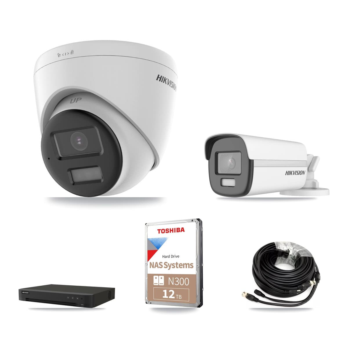 Hikvision 8-Channel 4K CCTV Kit — 1 Bullet + 5 Turret Cameras + 12TB Recording