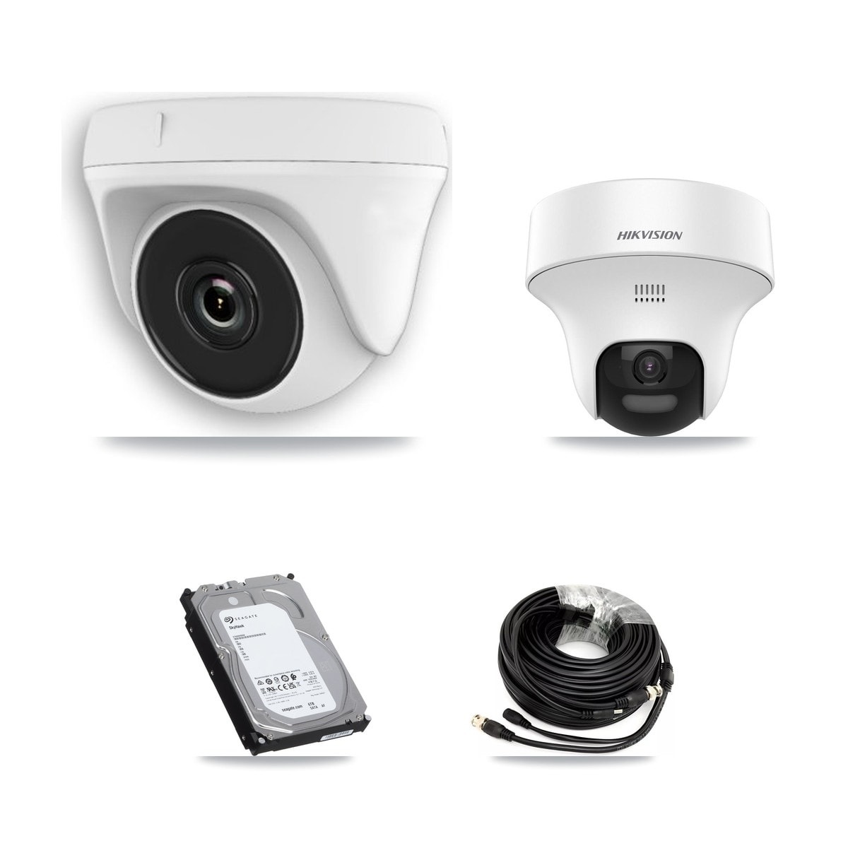 Prolux PXD-5208AN-4KL-X-8P 8-Channel DVR CCTV Kit — 1× Hikvision DS-2CE70K0T-PTLTS 5MP Turret + 7× HDT-2MP-N20W-2.8MM White 2MP Dome Cameras + 6TB HDD