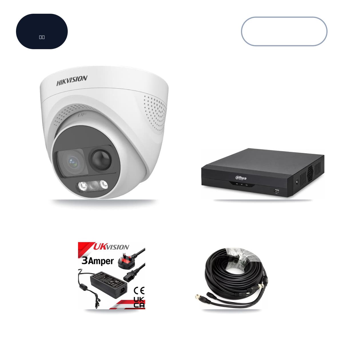 Hikvision & Dahua 4-Channel 5MP CCTV Kit — 2 DS-2CE72KF3T Turret Cameras + 1TB Recording - Image 1