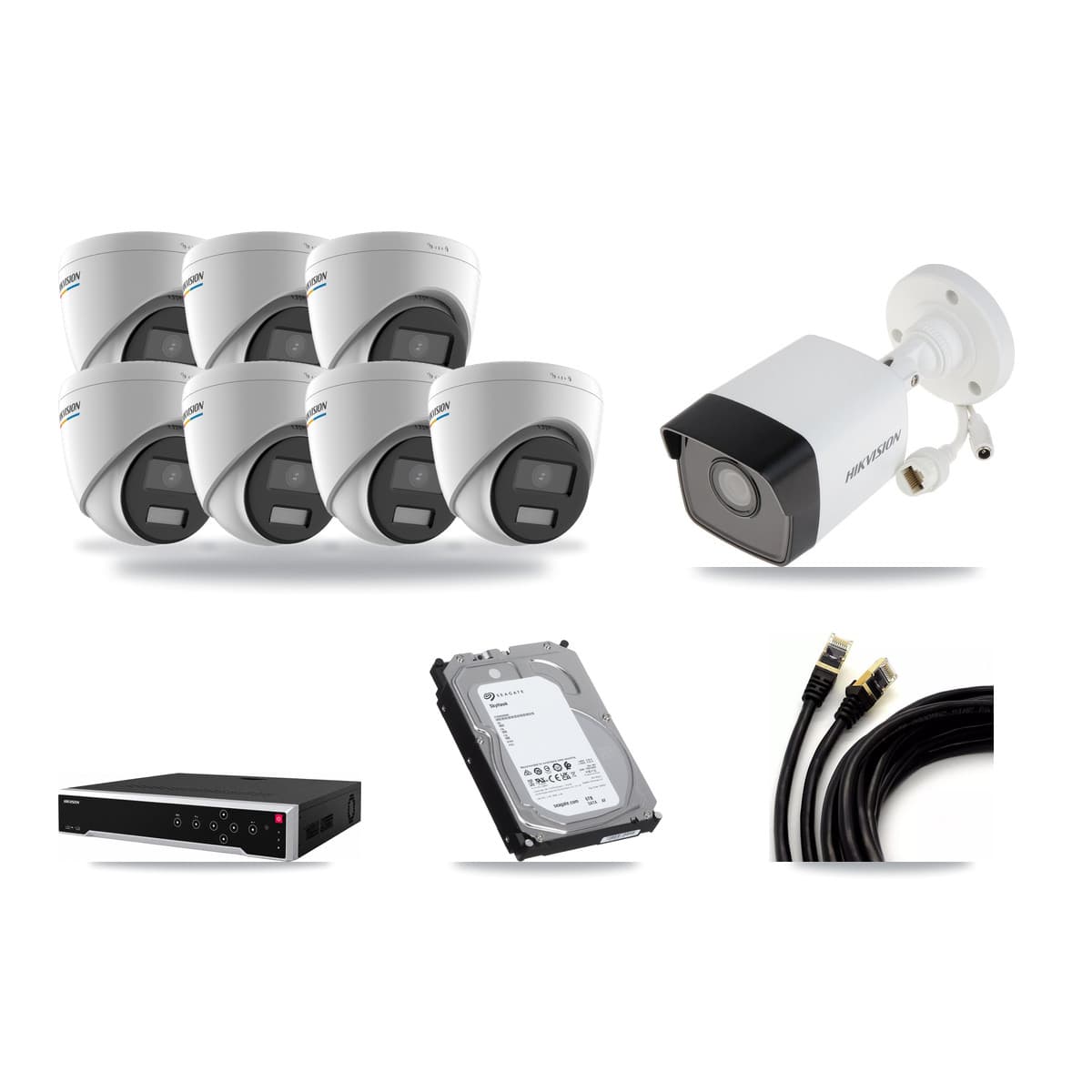 Hikvision 32-Channel 2MP – 5MP CCTV Kit — 1 5MP Bullet + 7 2MP Turret Cameras + 6TB Recording - Image 1