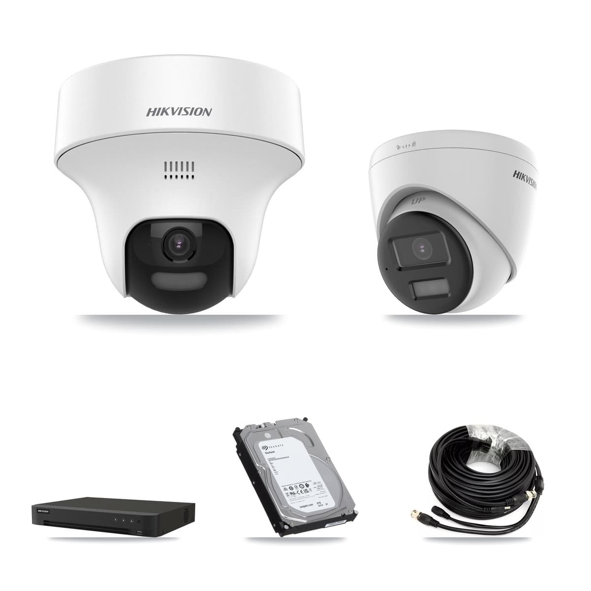 Hikvision 16-Channel 5MP CCTV Kit — 6 DS-2CE70K0T-PTLTS + 2 DS-2CE78K0T-LPTS Turret Cameras + 6TB Recording (IDS-7216HQHI-M1/XT Recorder)