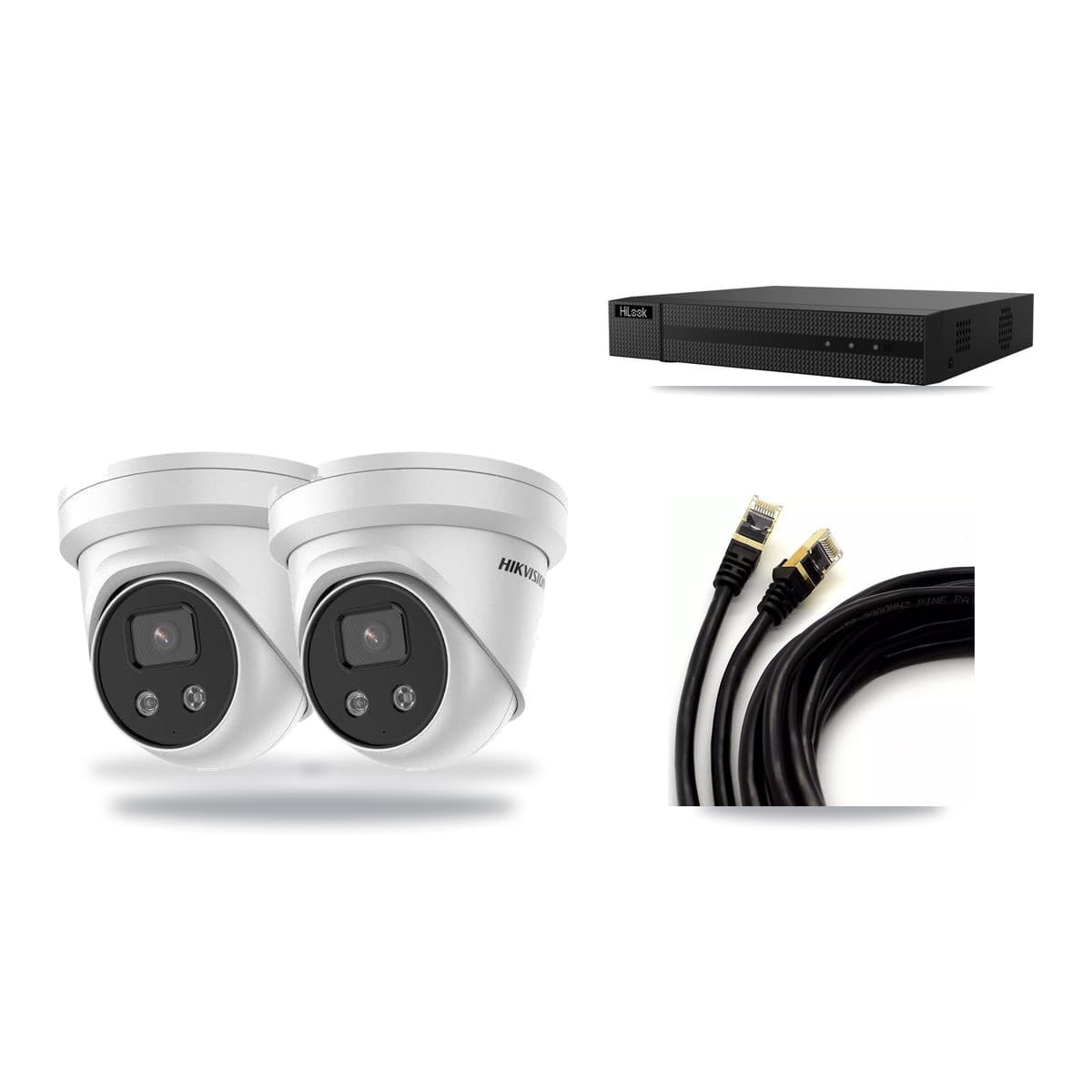 Hikvision & HiLook 8-Channel 5MP CCTV Kit — 2 Turret Cameras + 3TB Recording (NVR-108MH-D Recorder) - Image 1