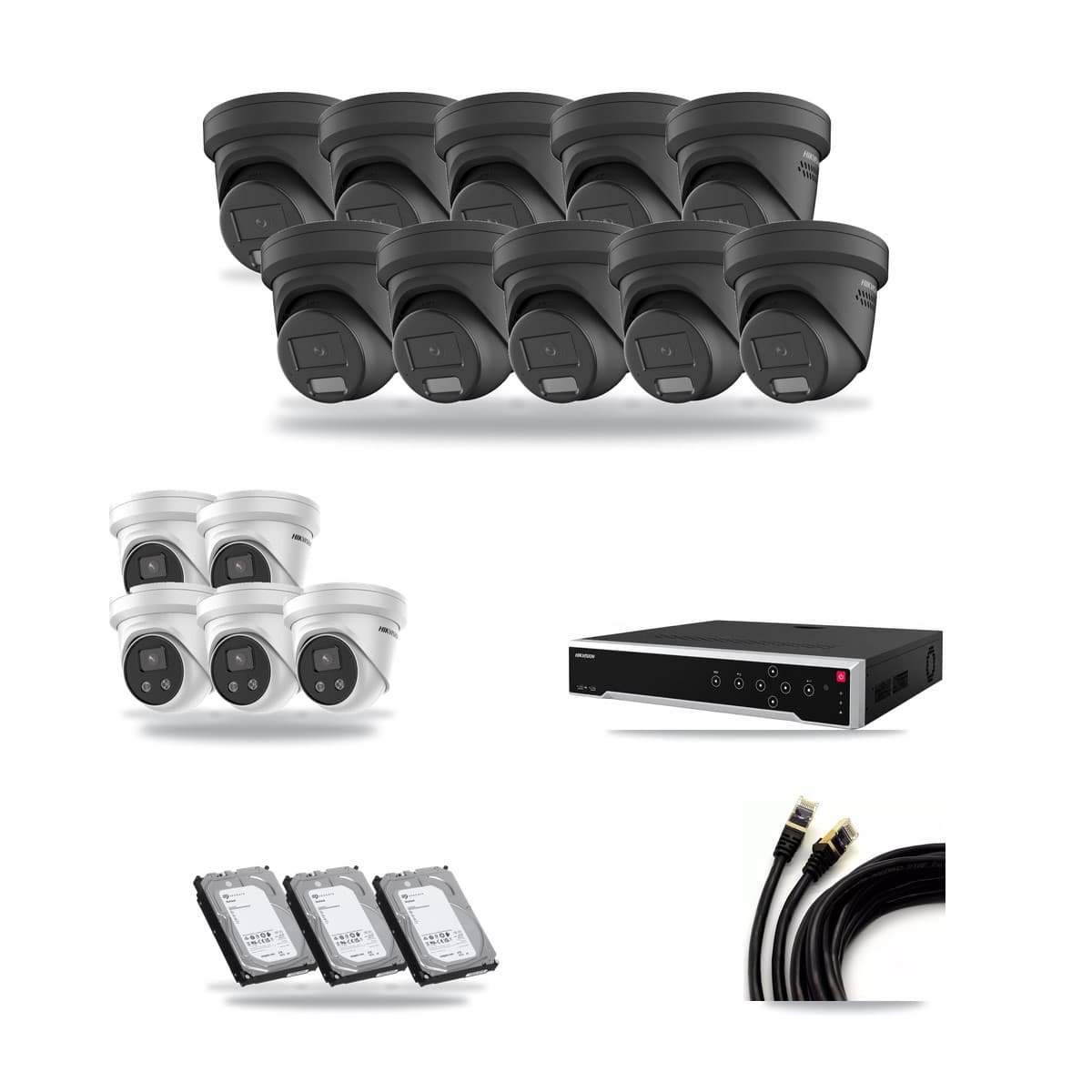 Hikvision 32-Channel 4MP – 5MP CCTV Kit — 10 4MP + 5 5MP Turret Cameras + 3× 6TB Recording - Image 1