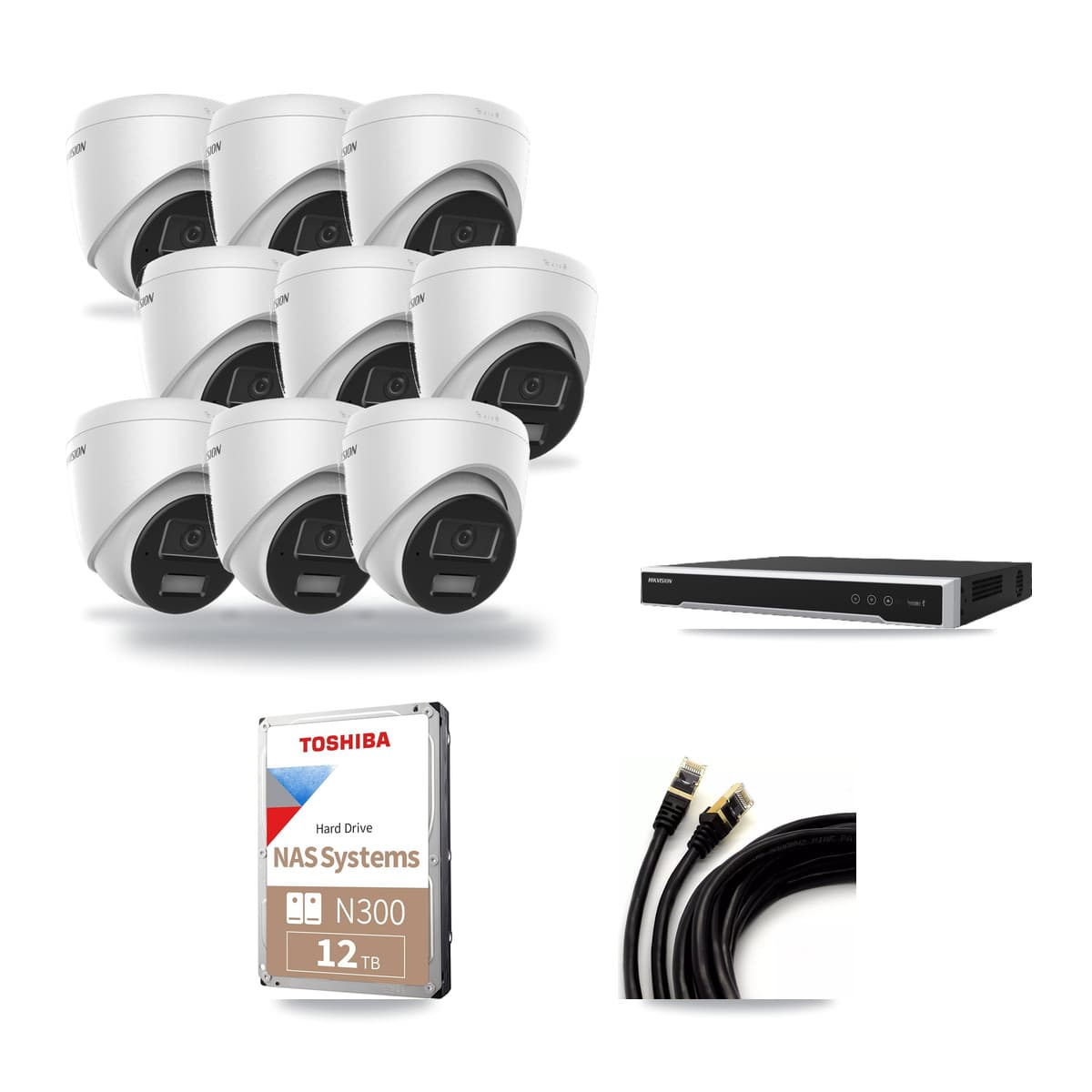 Hikvision 16-Channel 4MP CCTV Kit — 9 DS-2CD1343G2 Turret Cameras + 12TB Recording - Image 1