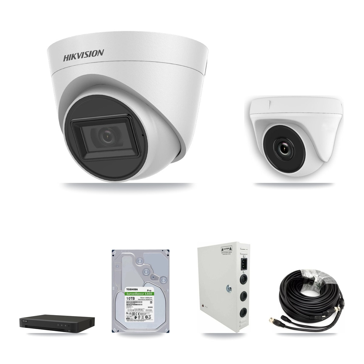 Hikvision 16-Channel 2MP – 5MP CCTV Kit — 5 White 5MP Turret + 5 White 2MP Dome Cameras + 10TB Recording (IDS-7216HQHI Recorder)