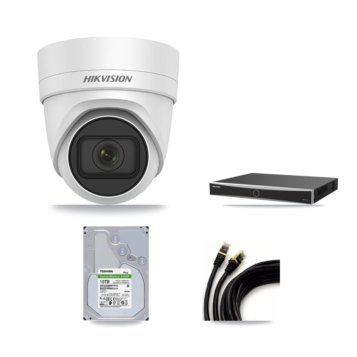 Hikvision 16-Channel 4MP CCTV Kit — 15 DS-2CD2H45FWD Turret Cameras + 2× 10TB Recording (DS-7616NXI Recorder)