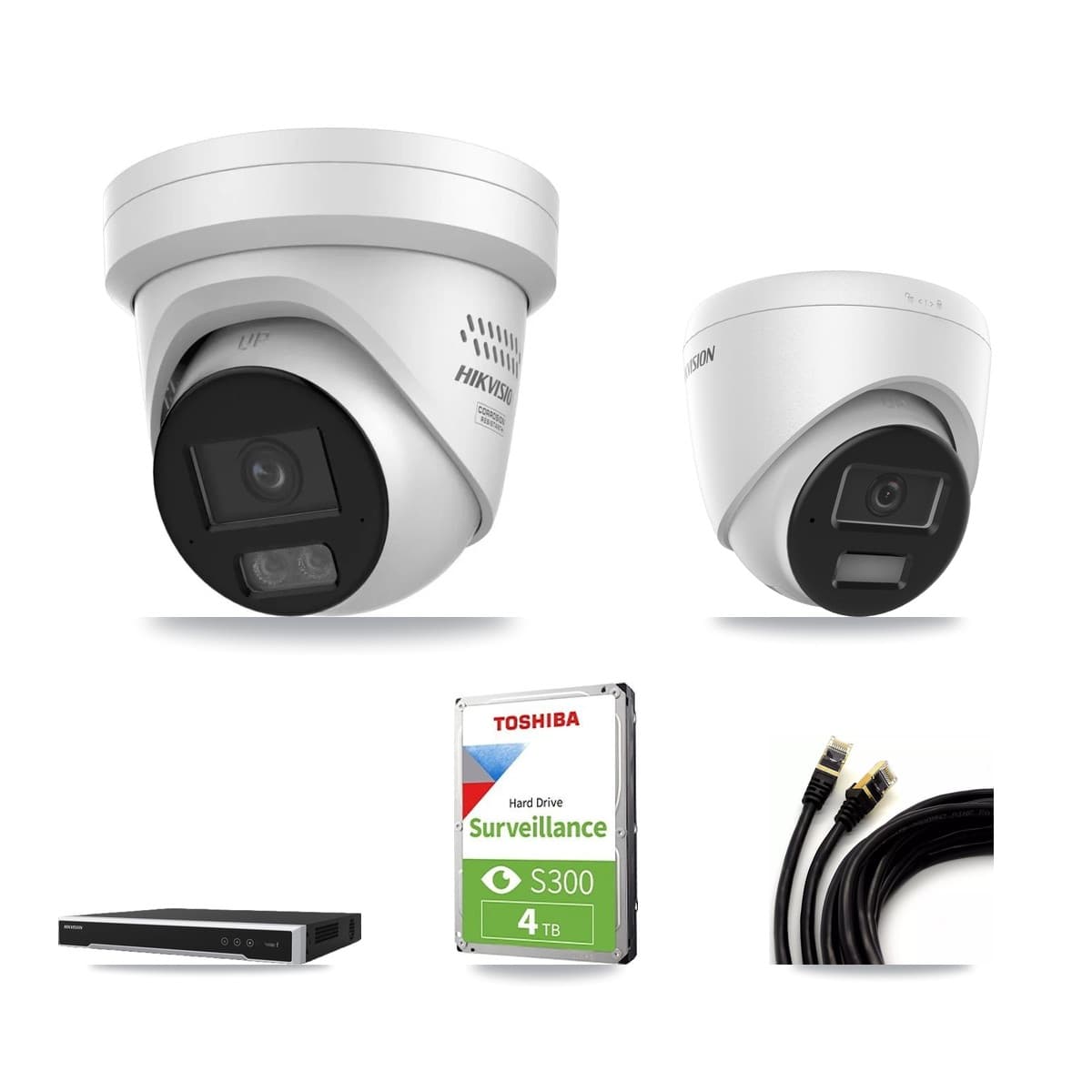 Hikvision 8-Channel 4MP CCTV Kit — 1 DS-2CD1343G2 + 2 DS-2CD2347G3 Turret Cameras + 4TB Recording