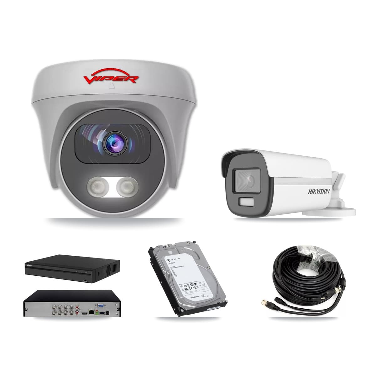 8-Channel 5MP – 4K CCTV Kit — 1 4K Bullet + 3 White 5MP Cameras + 6TB Recording (PXD-5108HS Recorder) - Image 1
