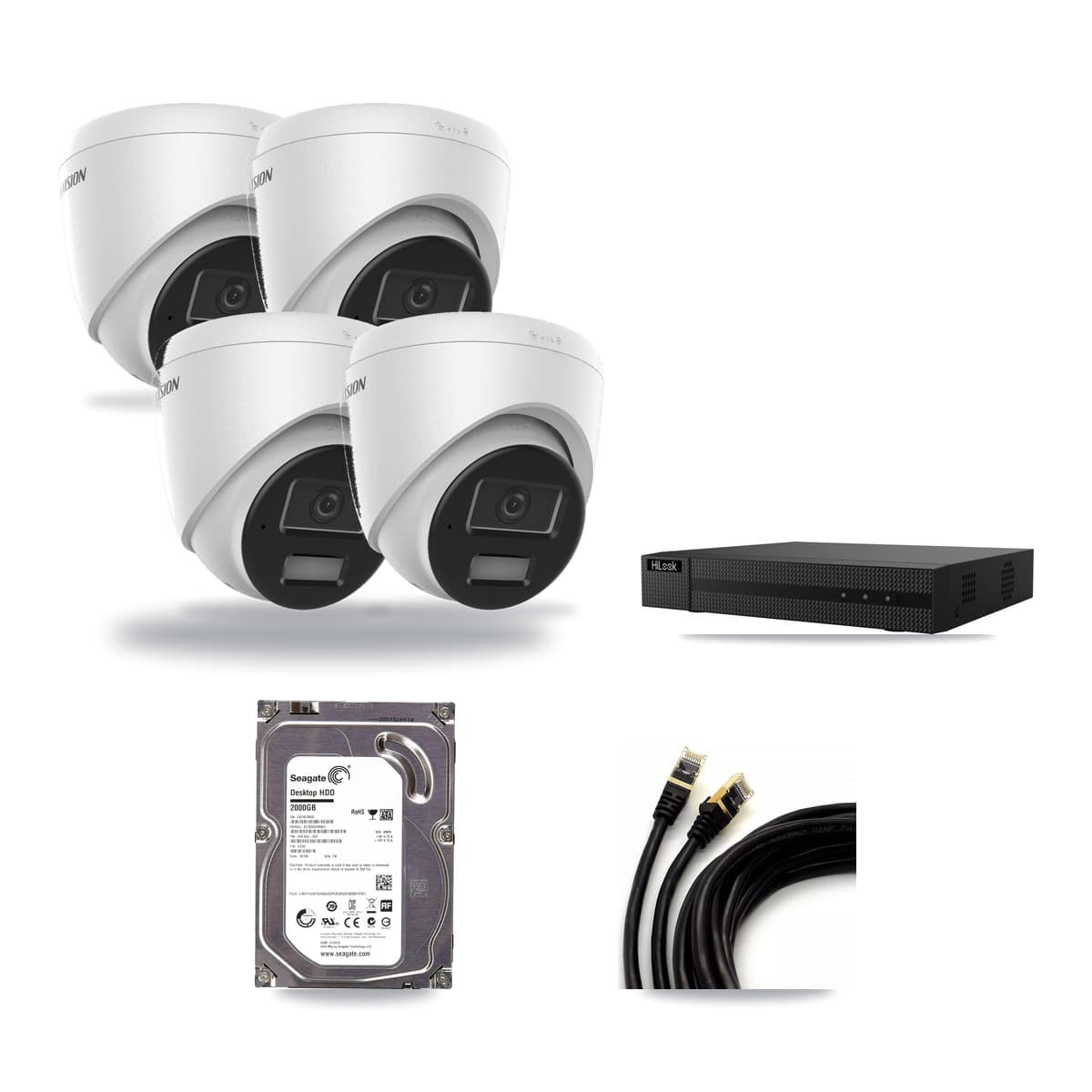 Hikvision & HiLook 8-Channel 4MP CCTV Kit — 4 Turret Cameras + 2TB Recording (NVR-108MH-D Recorder) - Image 1