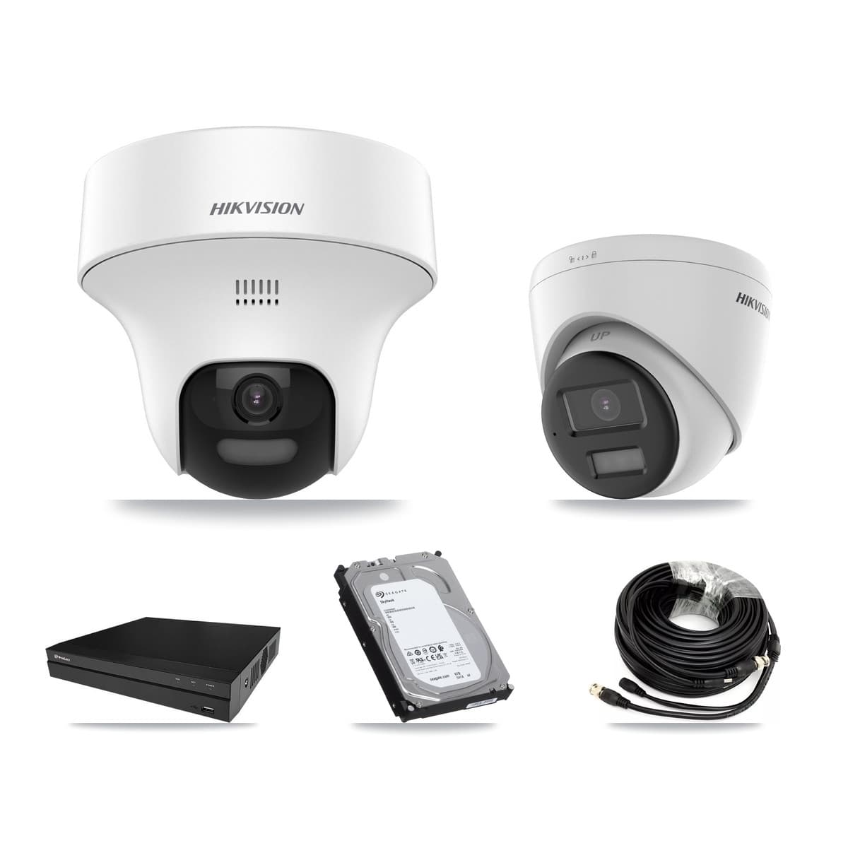 Hikvision & Prolux 8-Channel 5MP CCTV Kit — 6 DS-2CE70K0T + 2 DS-2CE78K0T Turret Cameras + 2× 6TB Recording