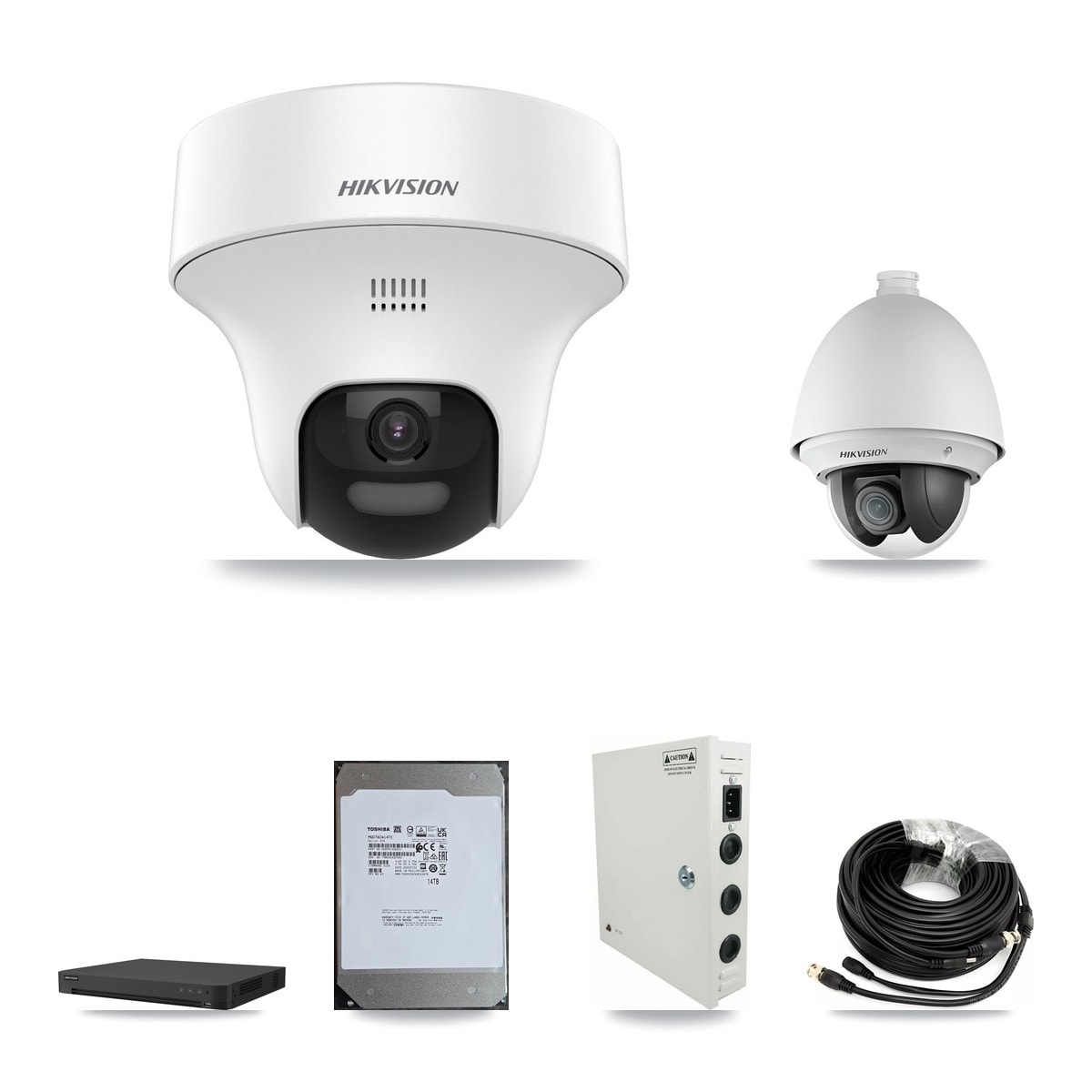 Hikvision iDS-7216HUHI-M2/XT 16-Channel DVR CCTV Kit — 1× DS-2AE4225T-A 2MP Ptz + 9× DS-2CE70K0T-PTLTS 5MP Turret Cameras + 14TB HDD