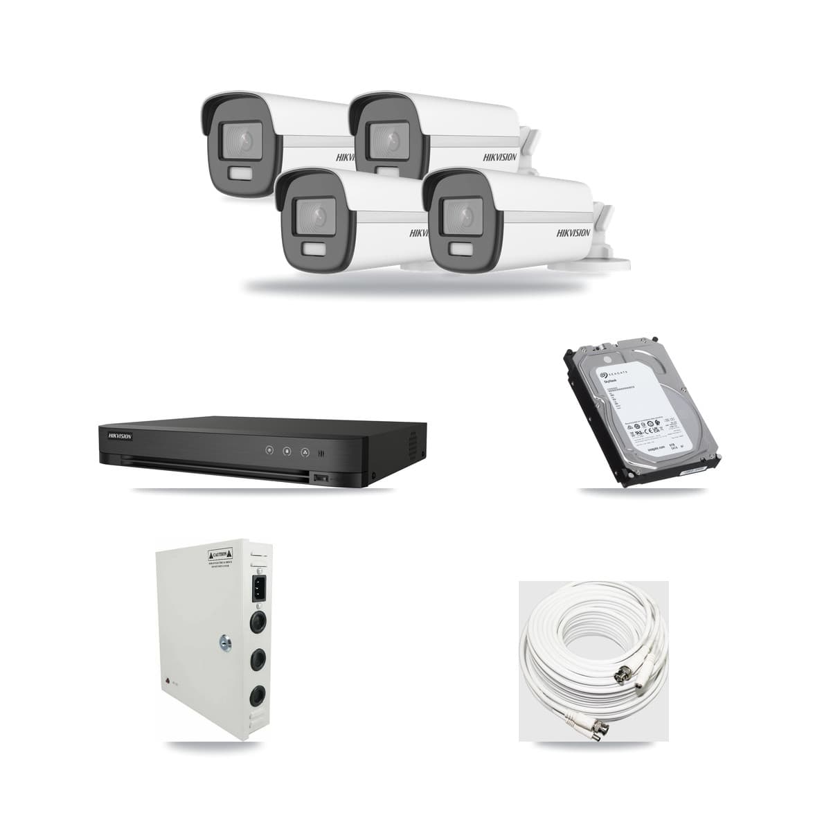 Hikvision 4-Channel 4K CCTV Kit — 4 Bullet Cameras + 6TB Recording (DS-7204HUHI Recorder) - Image 1
