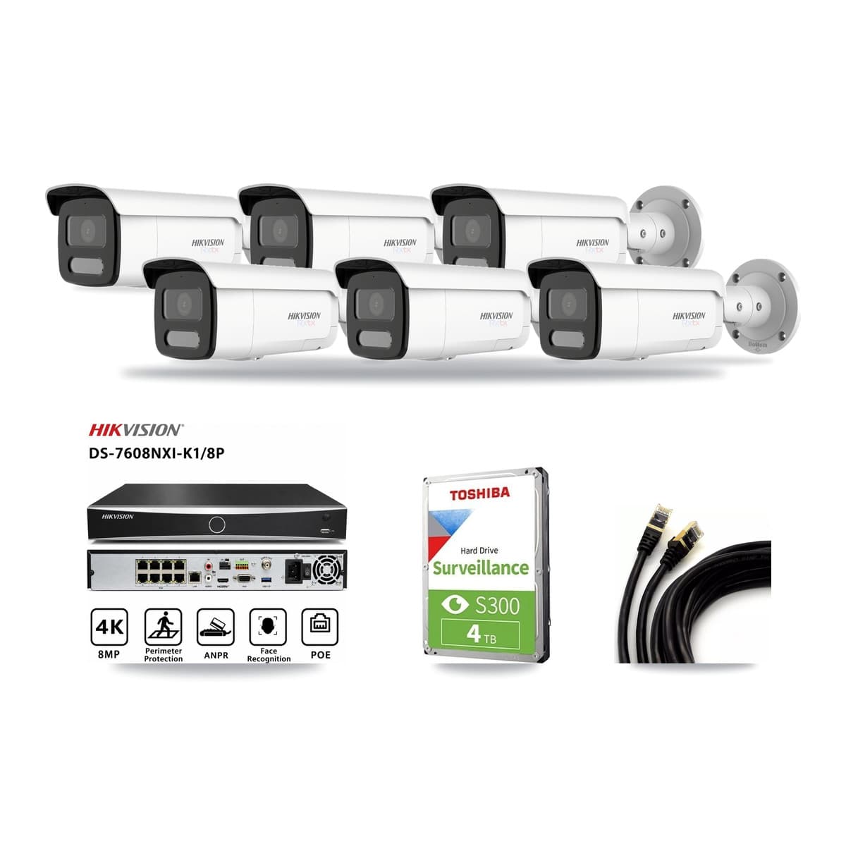 Hikvision 8-Channel 4K CCTV Kit — 6 Bullet Cameras + 4TB Recording - Image 1