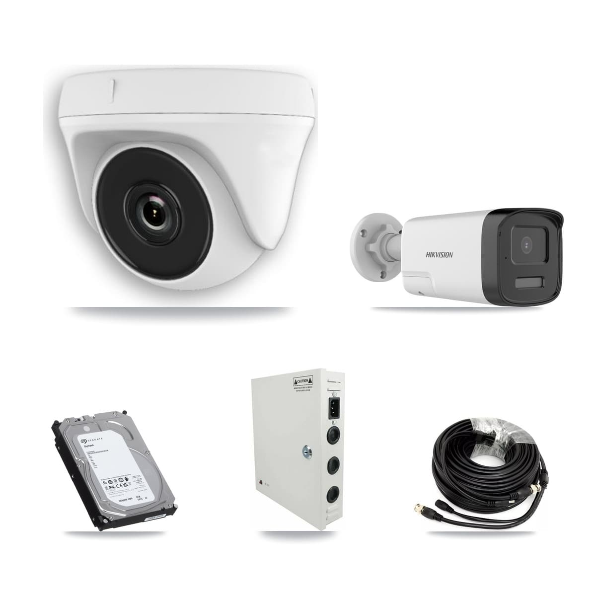 Hikvision 32-Channel 2MP – 5MP CCTV Kit — 5 DS-2CE17K0T 5MP Bullet + 11 White HDT-2MP-N20W 2MP Dome Cameras + 3× 6TB Recording - Image 1