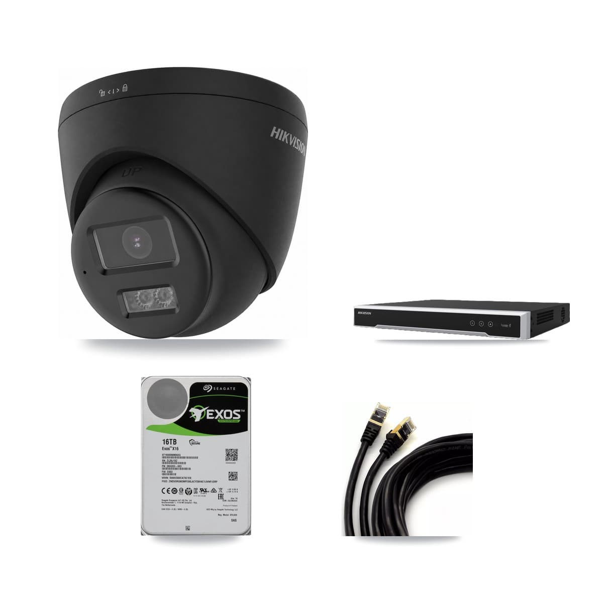 Hikvision 8-Channel 4K CCTV Kit — 6 Black Turret Cameras + 16TB Recording