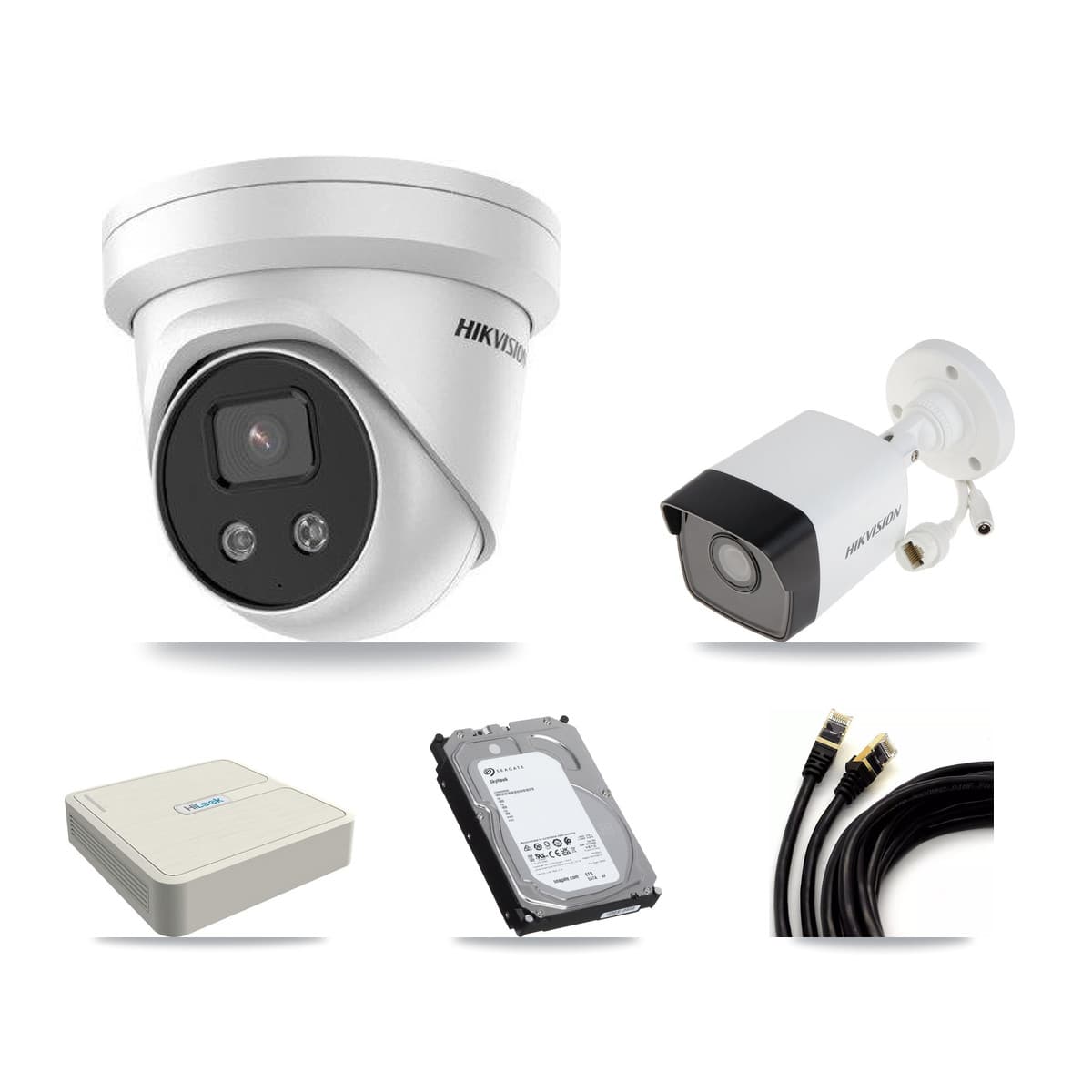 Hikvision & HiLook 8-Channel 5MP CCTV Kit — 1 Bullet + 7 Turret Cameras + 6TB Recording