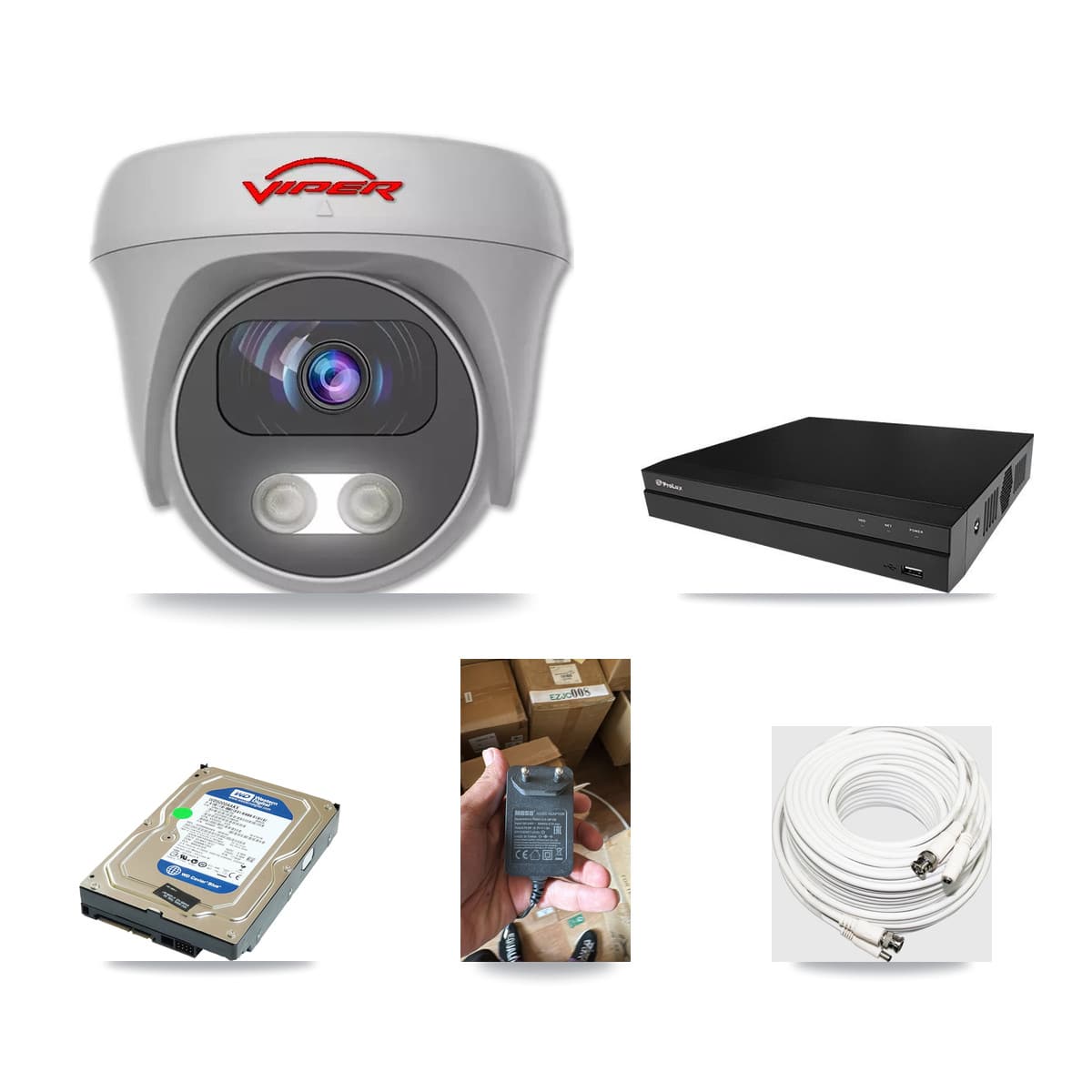 Viper & Prolux 8-Channel 5MP CCTV Kit — 1 White Camera + 500GB Recording (PXD-5208AN Recorder) - Image 1