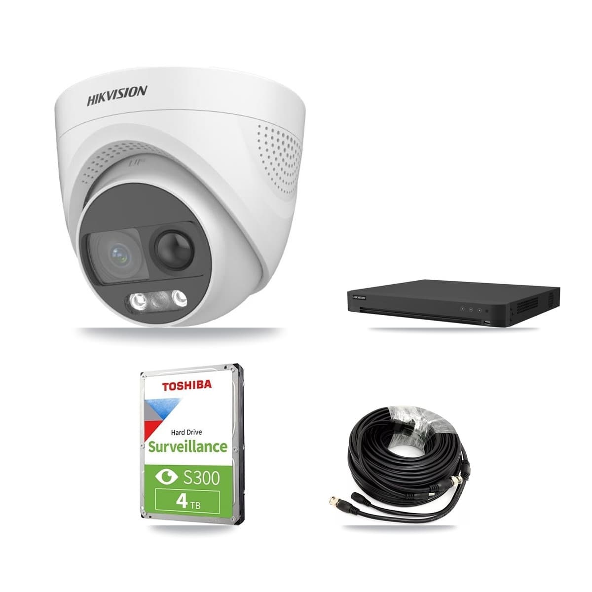Hikvision 32-Channel 5MP CCTV Kit — 3 DS-2CE72KF3T Turret Cameras + 4TB Recording (IDS-7232HQHI Recorder)