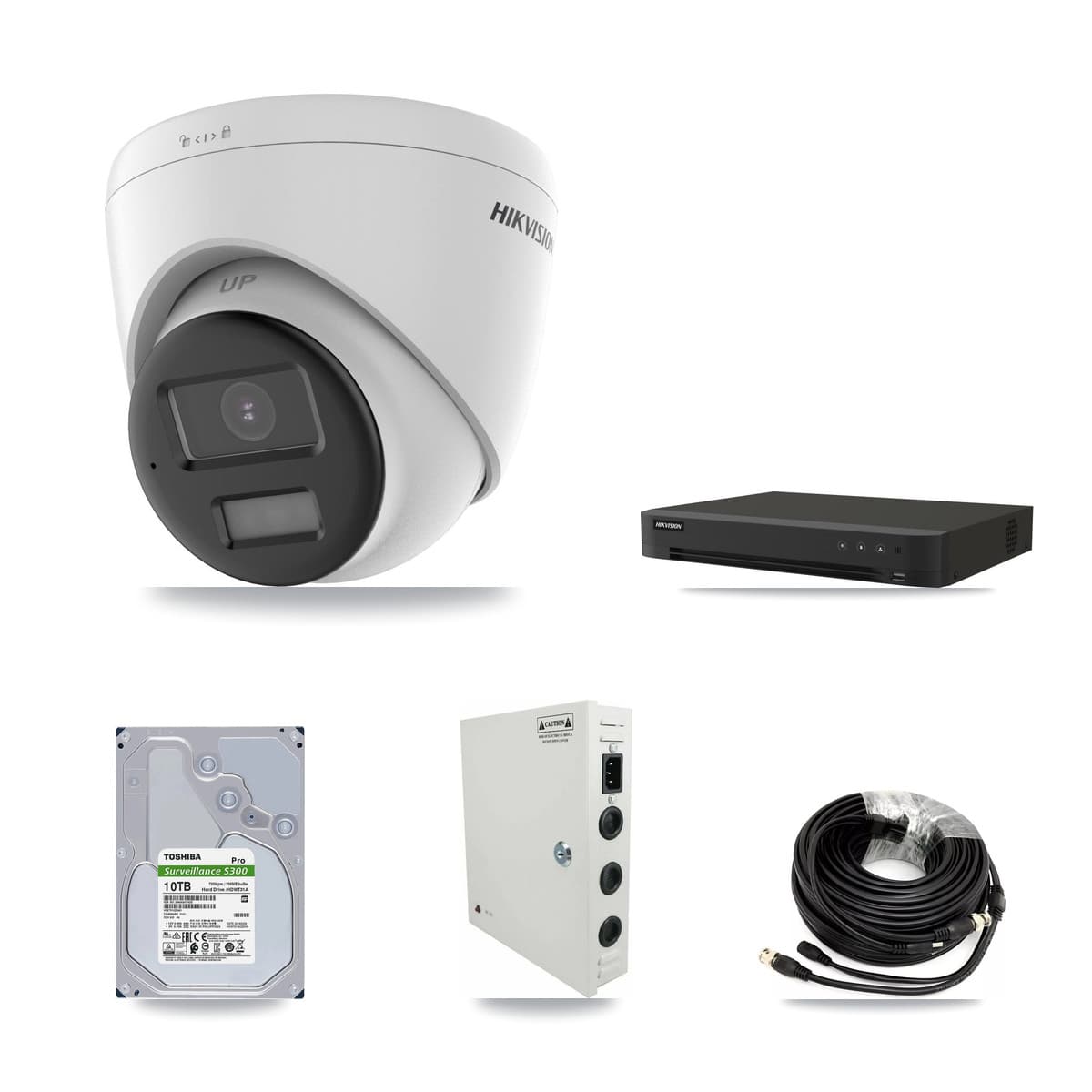 Hikvision 16-Channel 5MP CCTV Kit — 16 DS-2CE78K0T-LPTS Turret Cameras + 10TB Recording (IDS-7216HQHI-M1/XT Recorder)