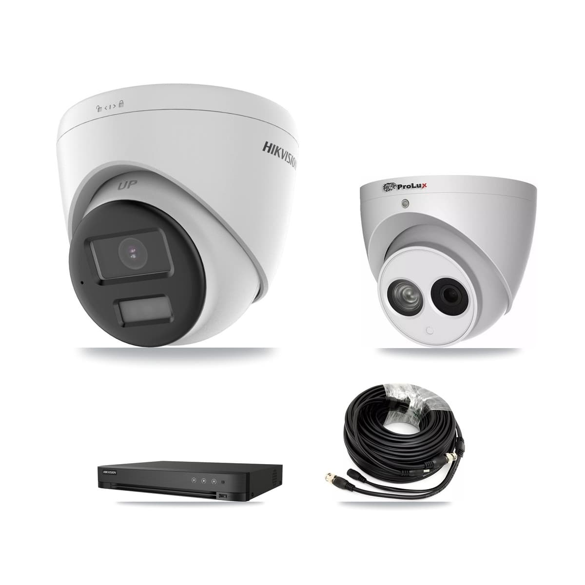 Hikvision & Prolux 4-Channel 4MP – 4K CCTV Kit — 2 4K + 2 4MP Turret Cameras + 8TB Recording