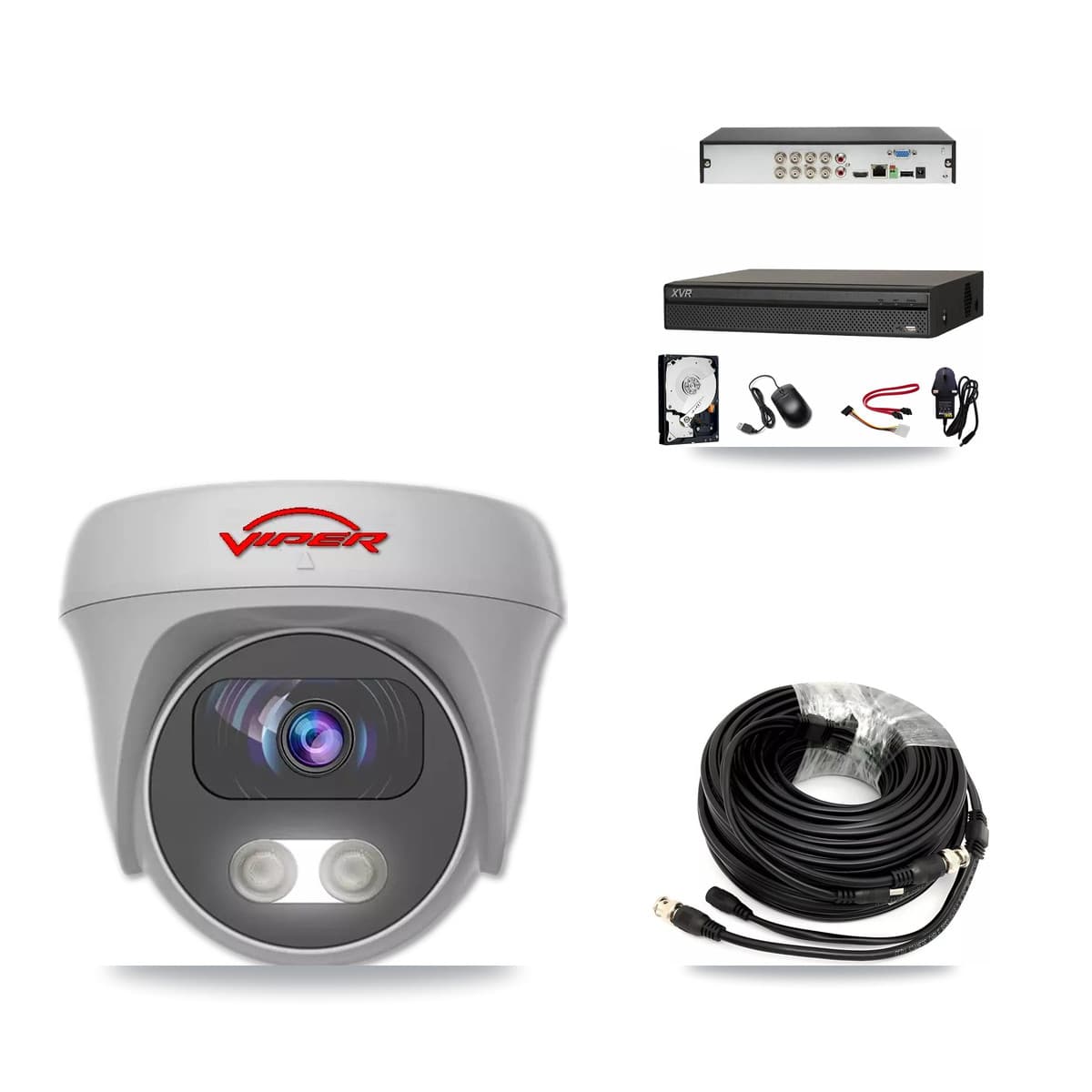 Viper & Dahua 8-Channel 5MP CCTV Kit — 6 White Cameras + 8TB Recording (XVR-3108AD Recorder)