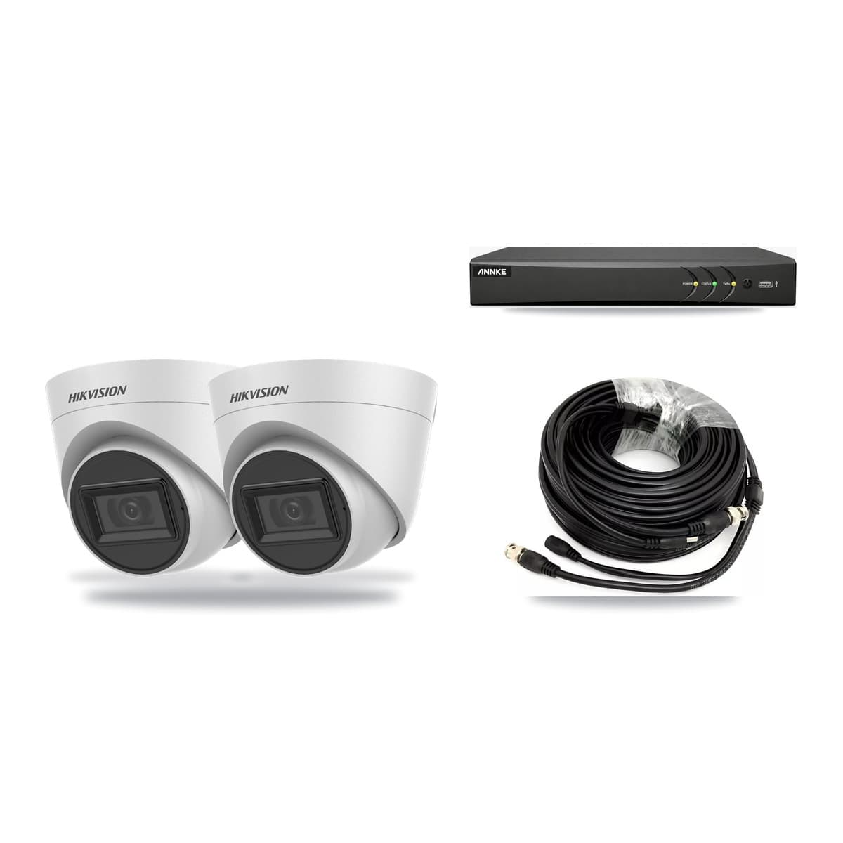 Hikvision & ANNKE 4-Channel 5MP CCTV Kit — 2 White Turret Cameras + 3TB Recording - Image 1