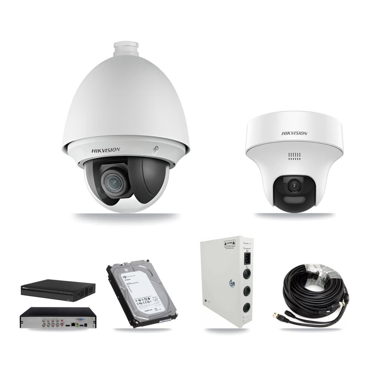 Hikvision & Prolux 8-Channel 2MP – 5MP CCTV Kit — 5 DS-2AE4225T 2MP PTZ + 2 DS-2CE70K0T 5MP Turret Cameras + 6TB Recording - Image 1