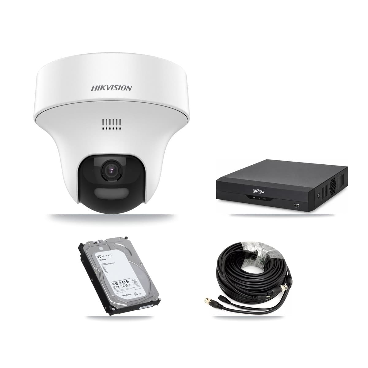 Hikvision & Dahua 4-Channel 5MP CCTV Kit — 4 DS-2CE70K0T Turret Cameras + 6TB Recording