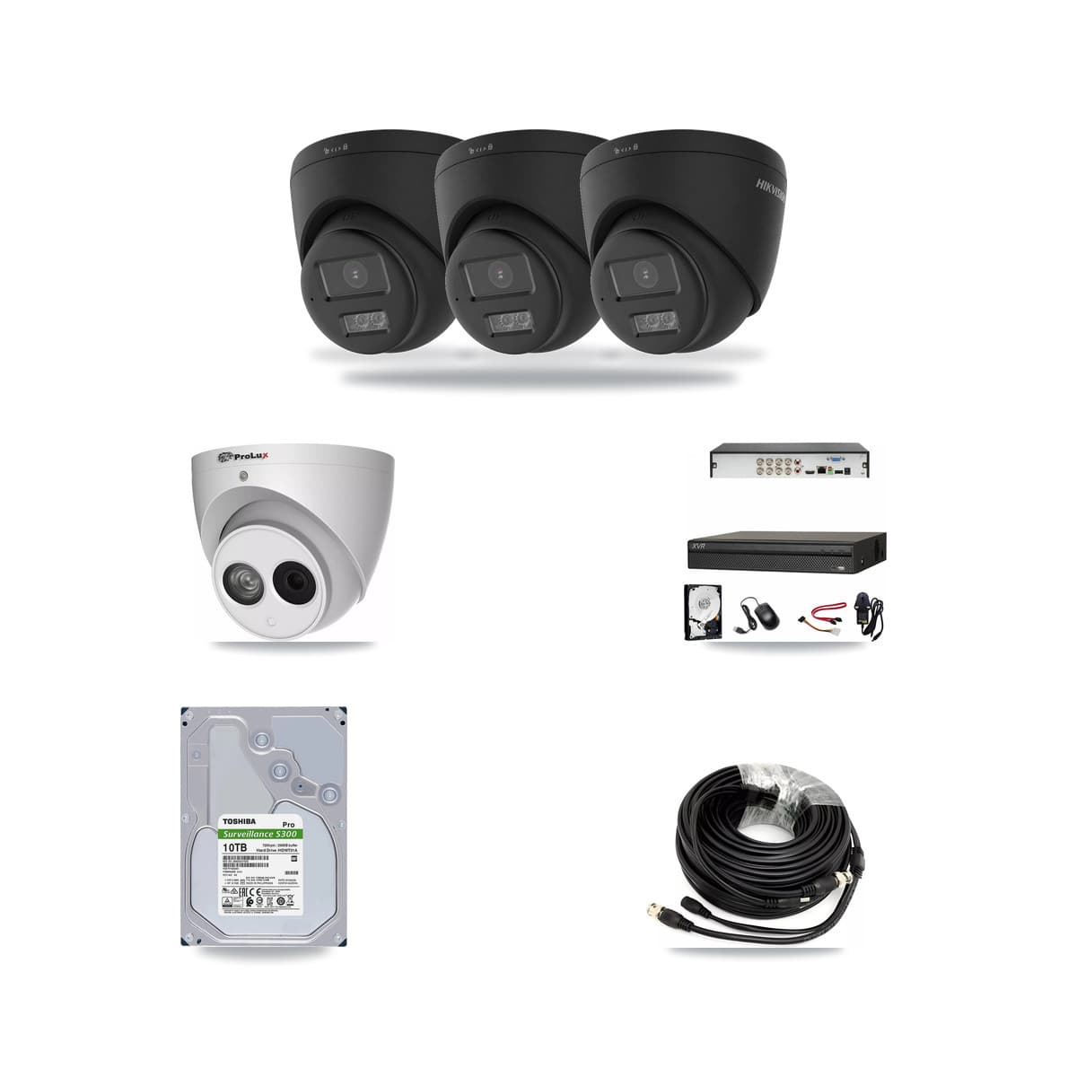 8-Channel 4MP – 4K CCTV Kit — 3 Black 4K + 1 4MP Turret Cameras + 10TB Recording (XVR-3108AD Recorder) - Image 1