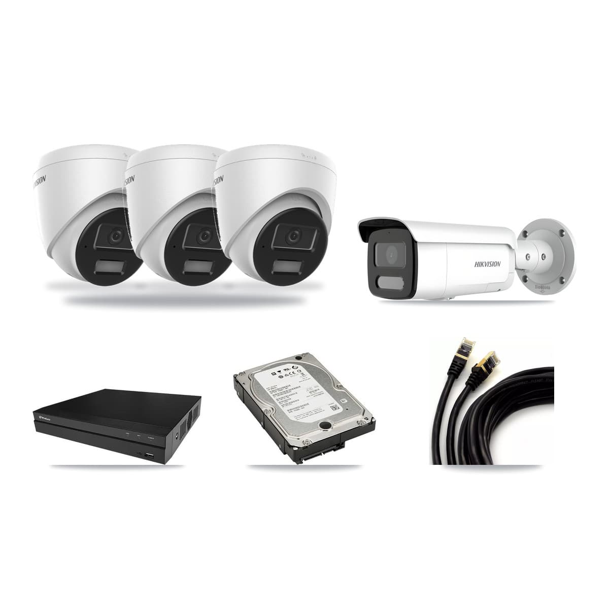 Hikvision & Prolux 8-Channel 4MP CCTV Kit — 3 Turret + 1 Bullet Cameras + 5TB Recording - Image 1