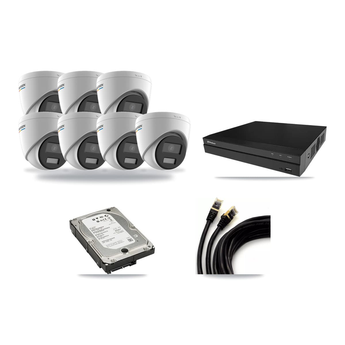 Hikvision & Prolux 8-Channel 2MP CCTV Kit — 7 Turret Cameras + 5TB Recording - Image 1