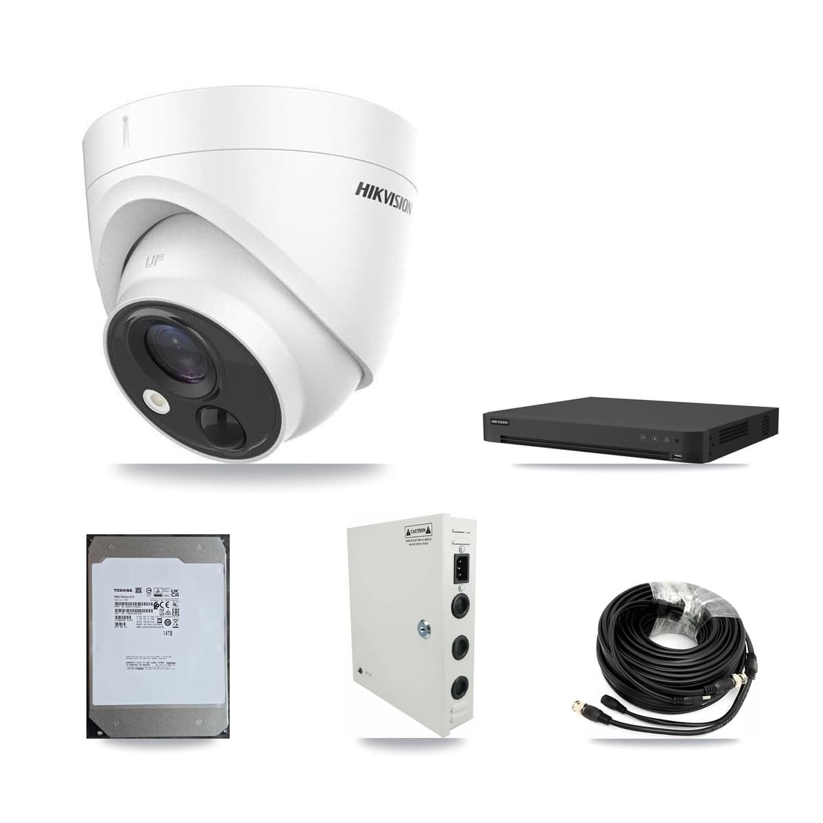 Hikvision 16-Channel 5MP CCTV Kit — 16 DS-2CE71H0T Turret Cameras + 14TB Recording