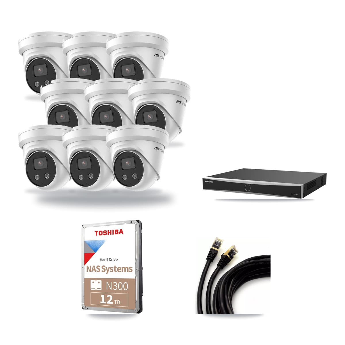 Hikvision 16-Channel 5MP CCTV Kit — 9 Turret Cameras + 12TB Recording (DS-7616NXI Recorder) - Image 1