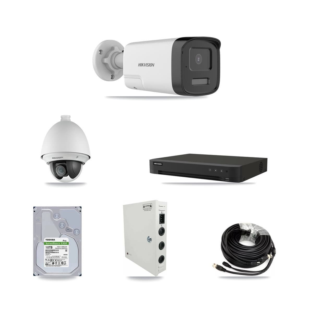 Hikvision 16-Channel 2MP – 5MP CCTV Kit — 2 2MP PTZ + 6 5MP Bullet Cameras + 10TB Recording