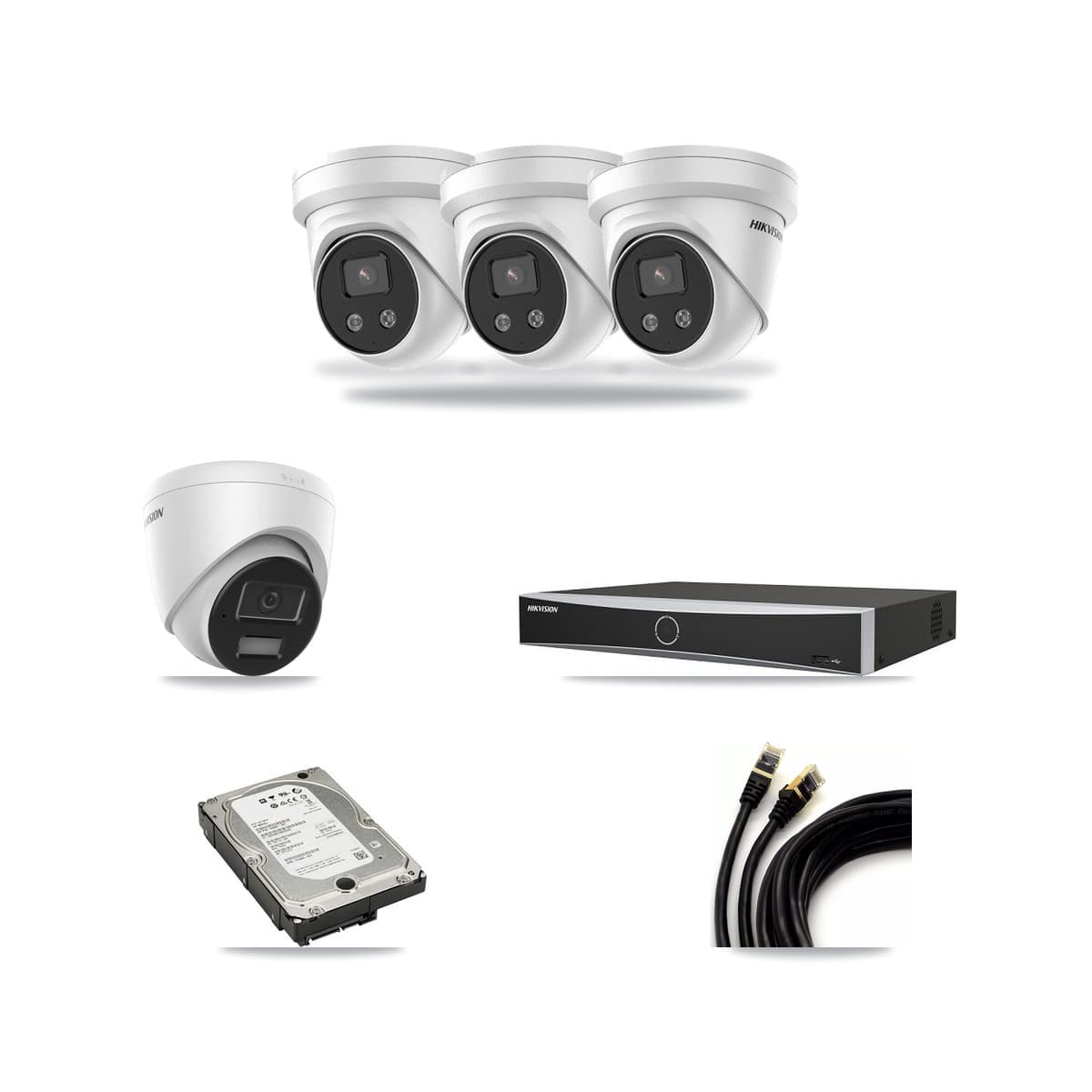 Hikvision 4-Channel 4MP – 5MP CCTV Kit — 1 4MP + 3 5MP Turret Cameras + 5TB Recording - Image 1